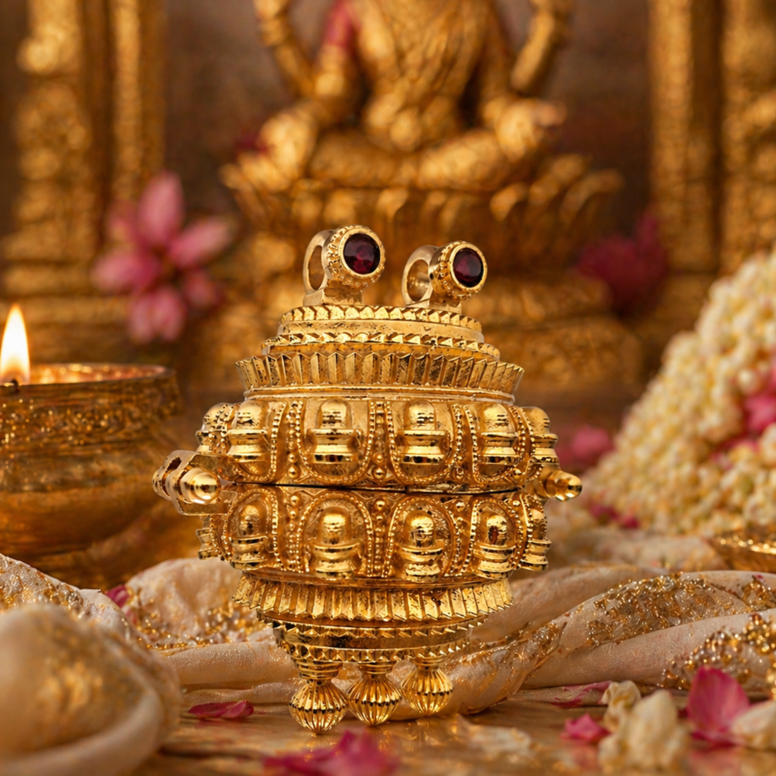 24 Sivalingam Embossed Oval Sacred Box