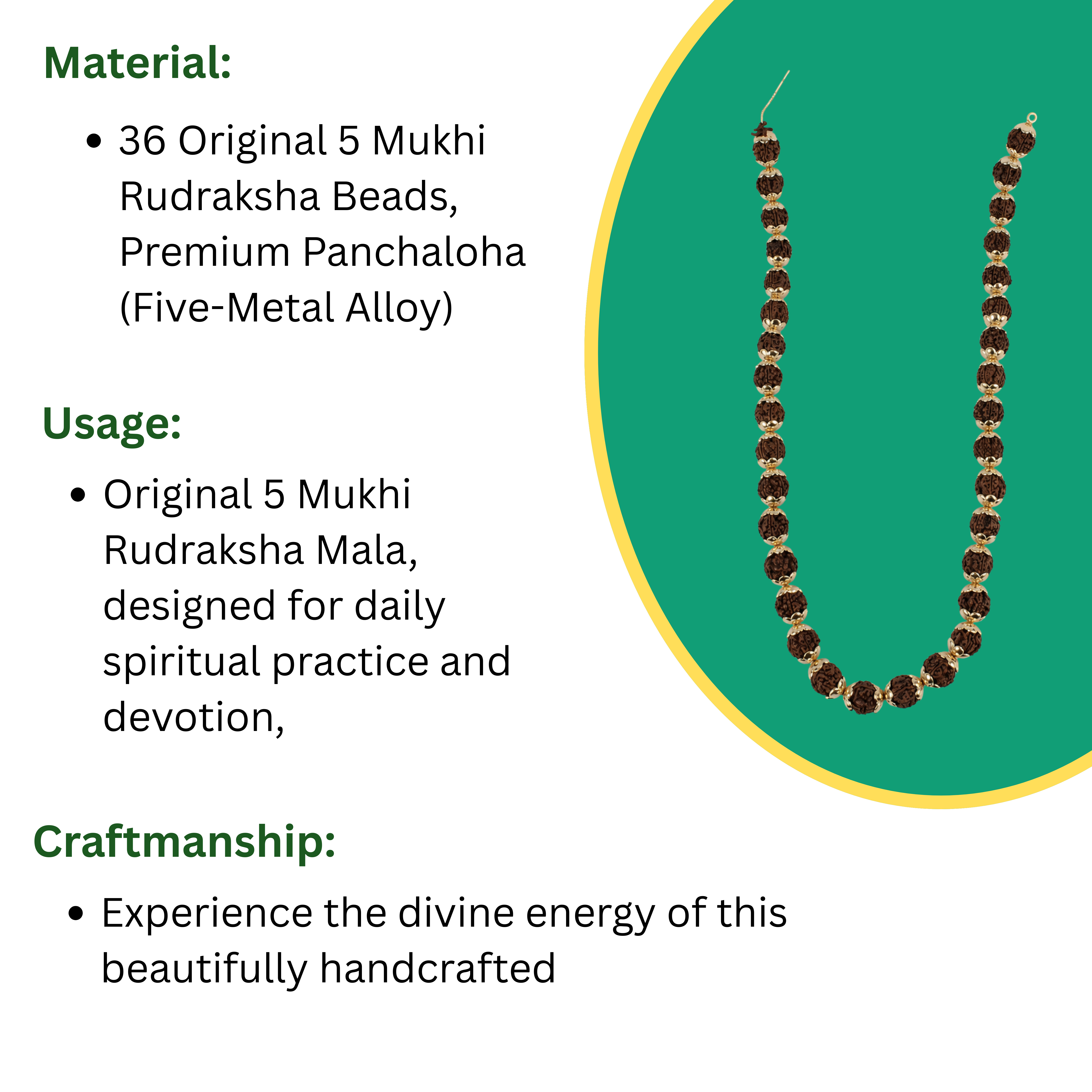 36 Beads Original 5 Mukhi Rudhraksha Maala