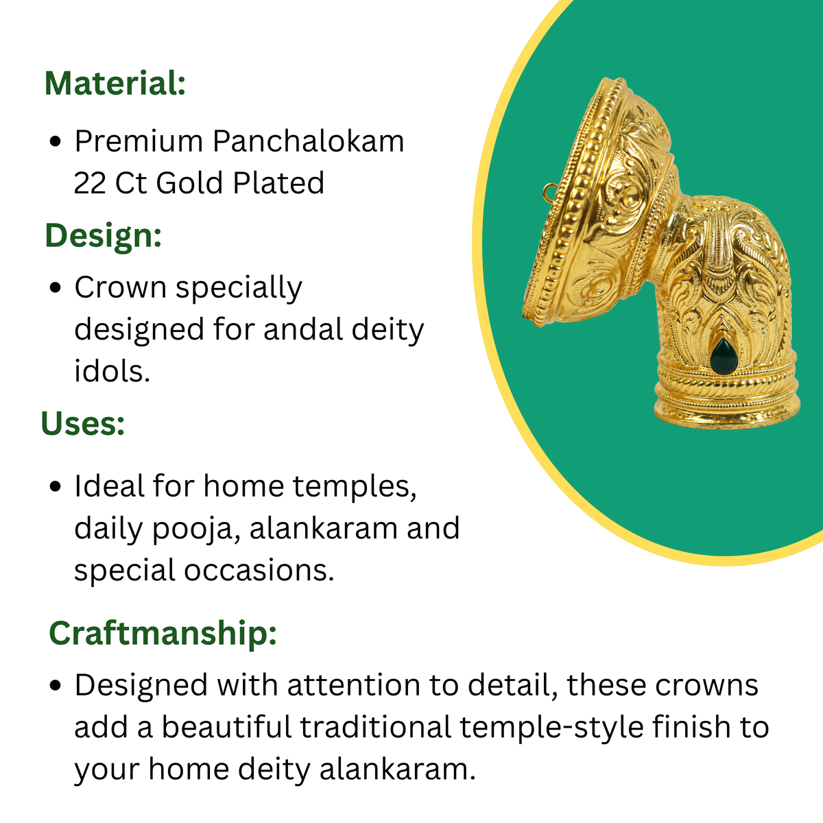 Aandal Crown – Traditional Temple Style