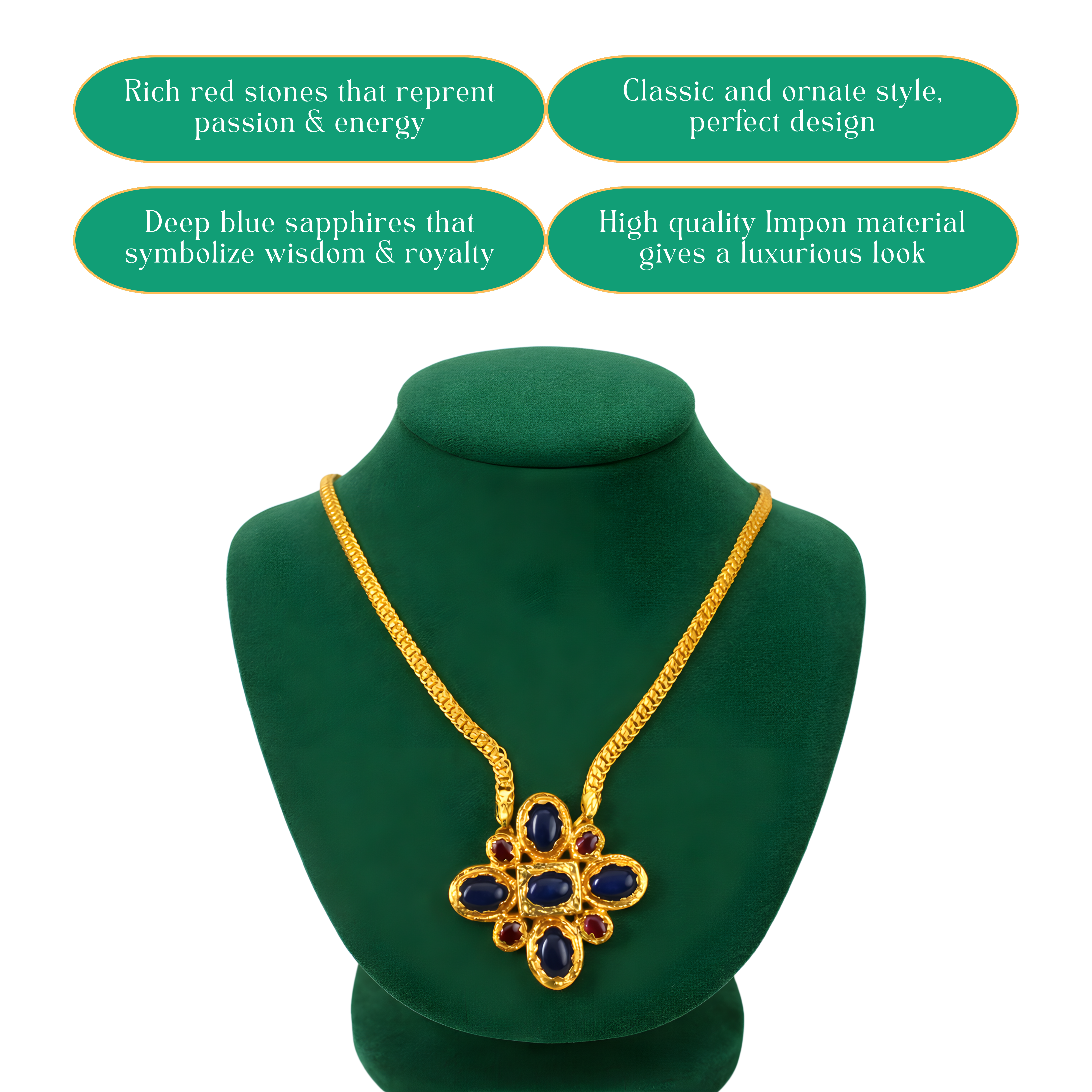 Neela Nayakam (Kousthubam Pendant) With Chain
