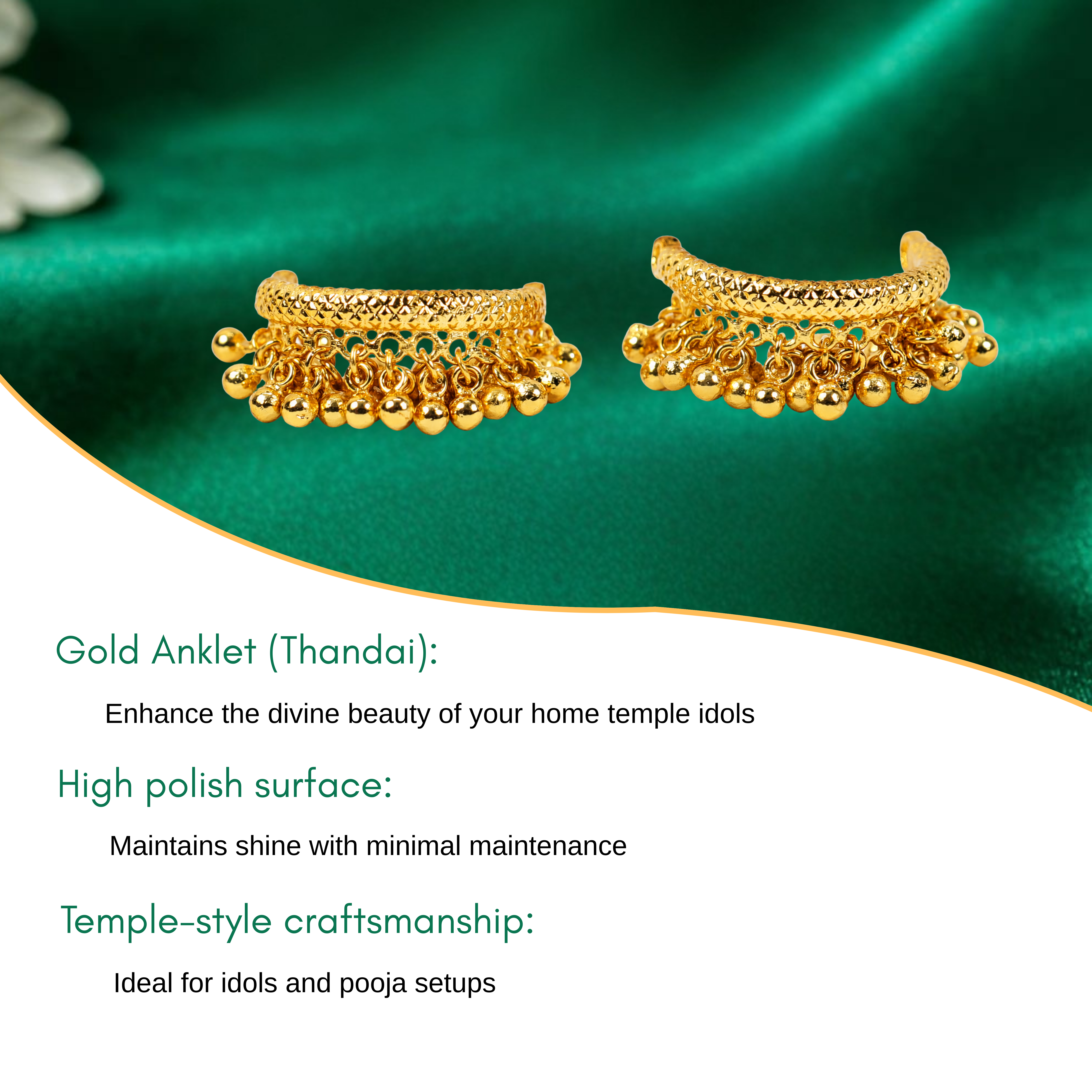 Gold Anklet Plain (Thandai) For Swamy Idols