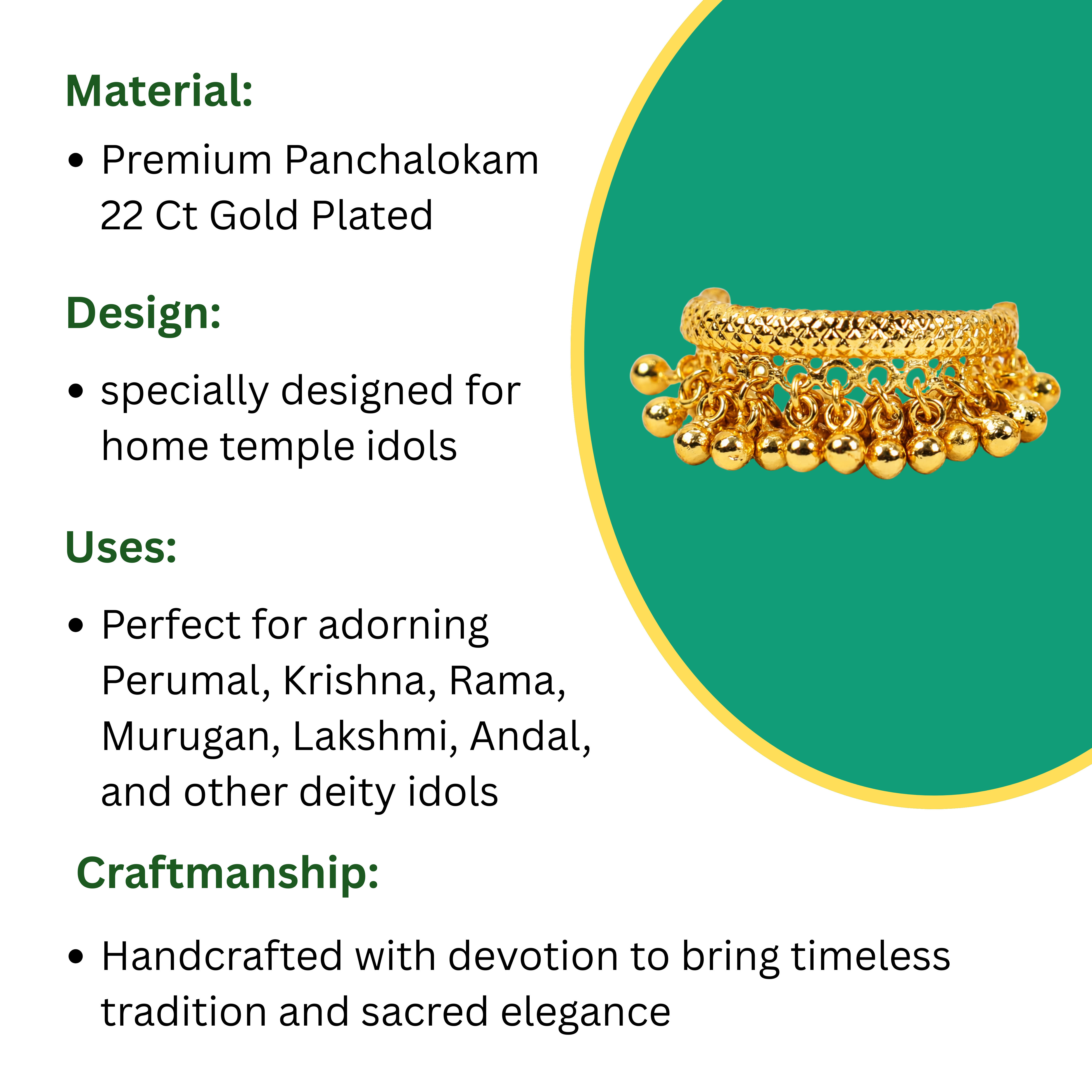 Gold Anklet Plain (Thandai) For Swamy Idols