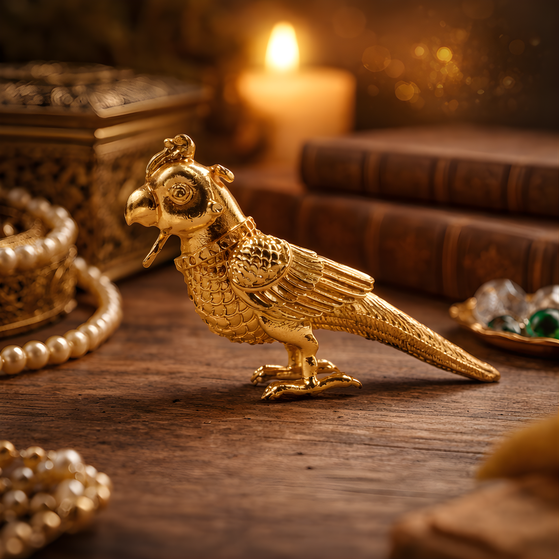 Hanging Gold Parrot Pendant