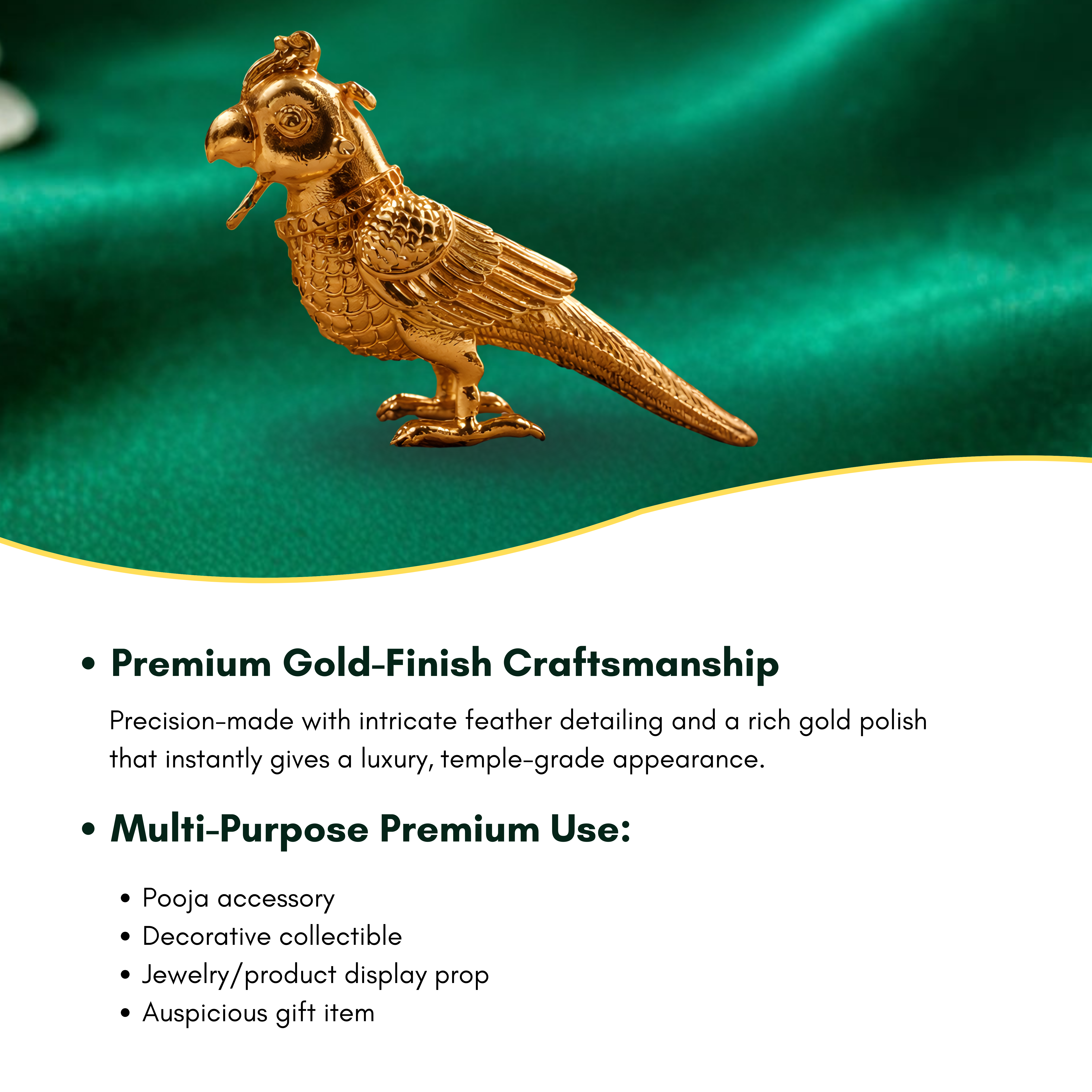 Hanging Gold Parrot Pendant