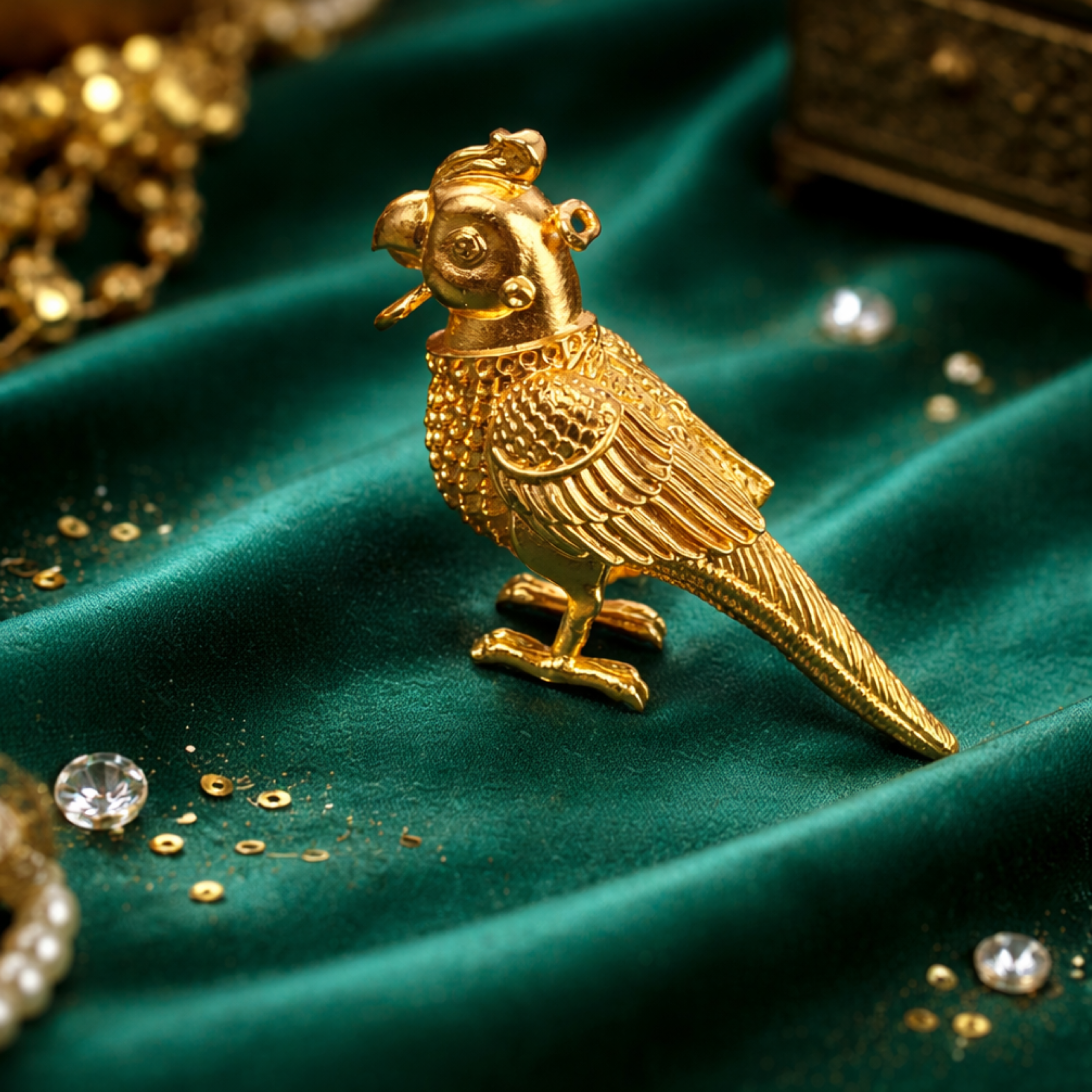 Hanging Gold Parrot Pendant