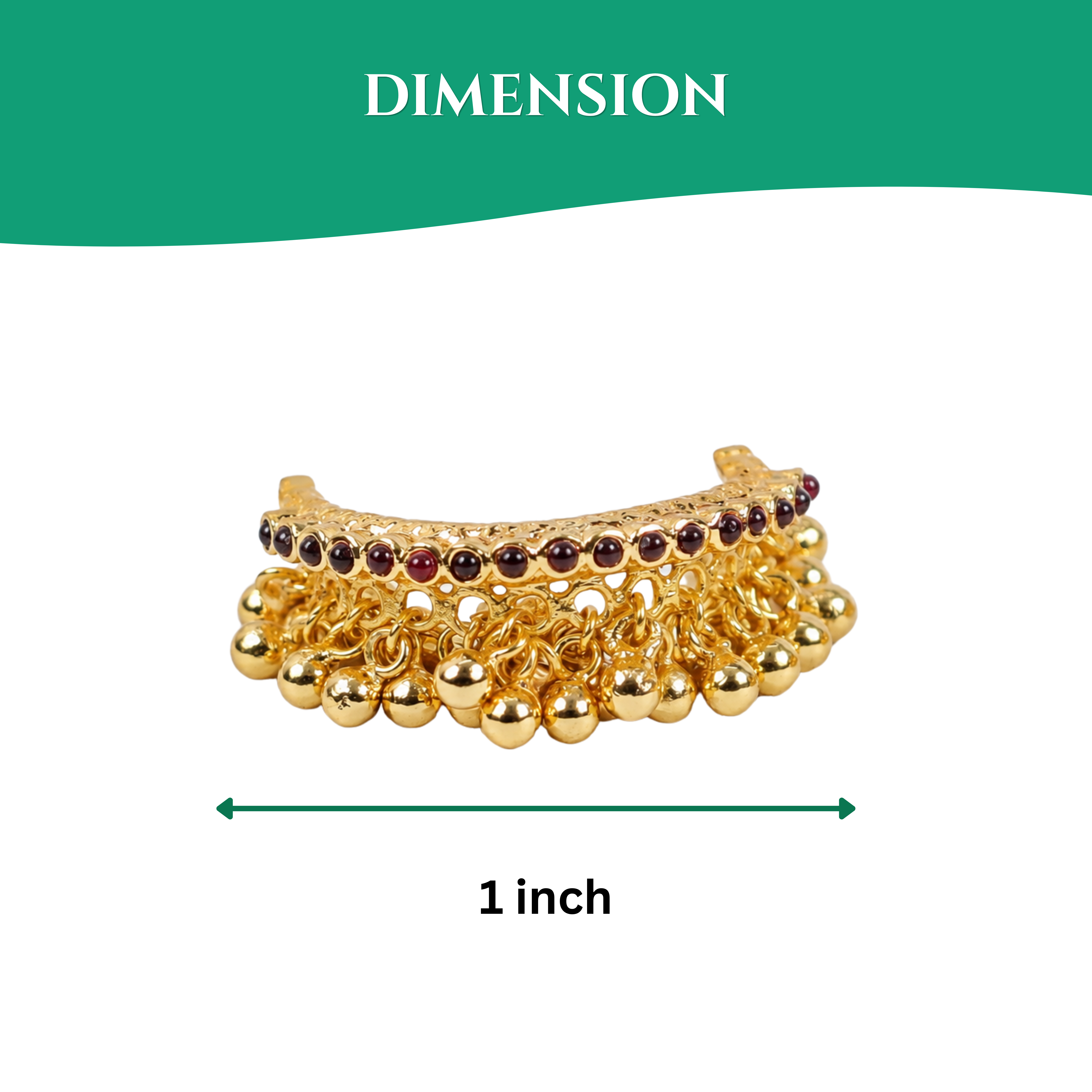 Panchalogam Gold Plated Anklet (Thandai) - Full Red Stone