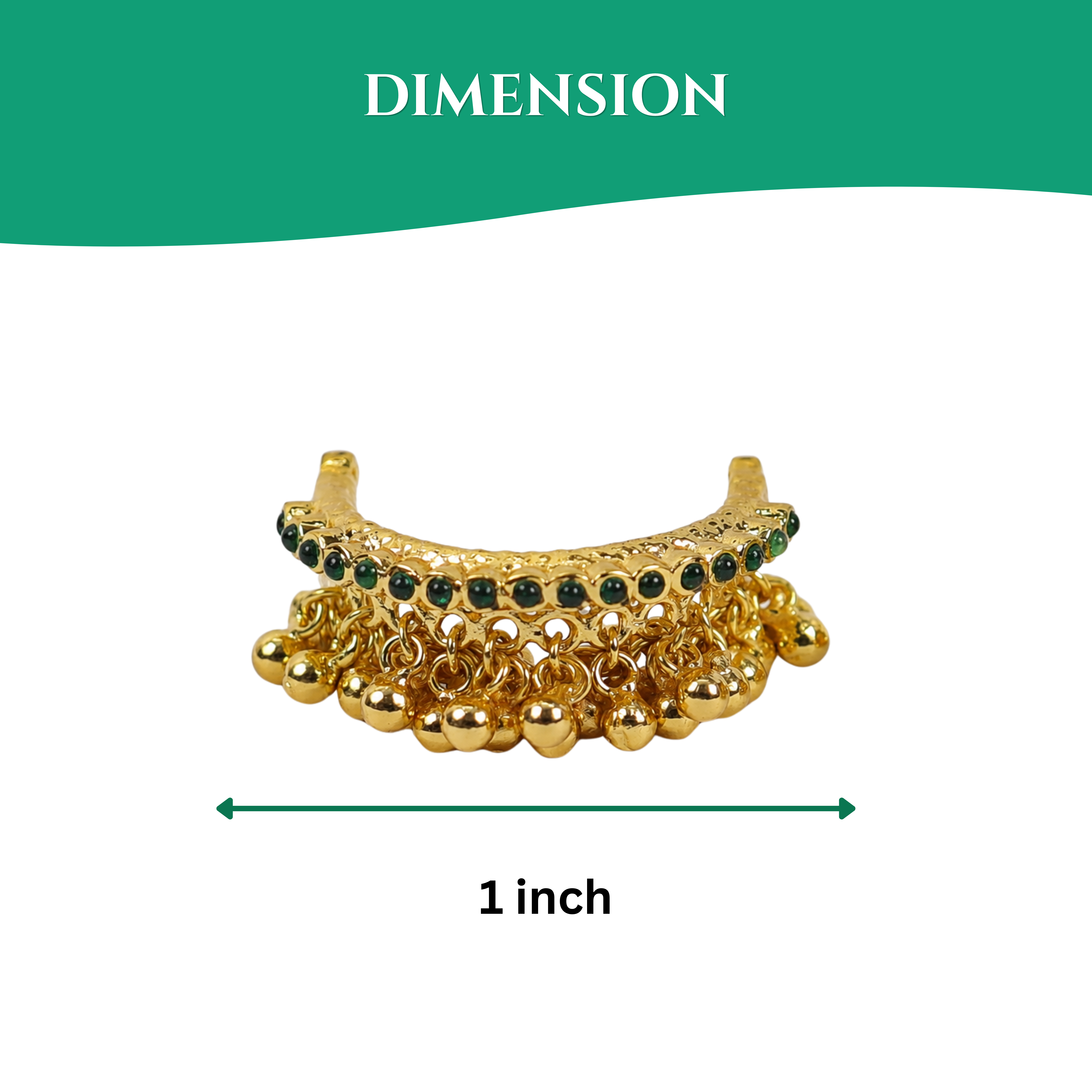 Panchalogam Gold Plated Anklet (Thandai) - Full Green Stone