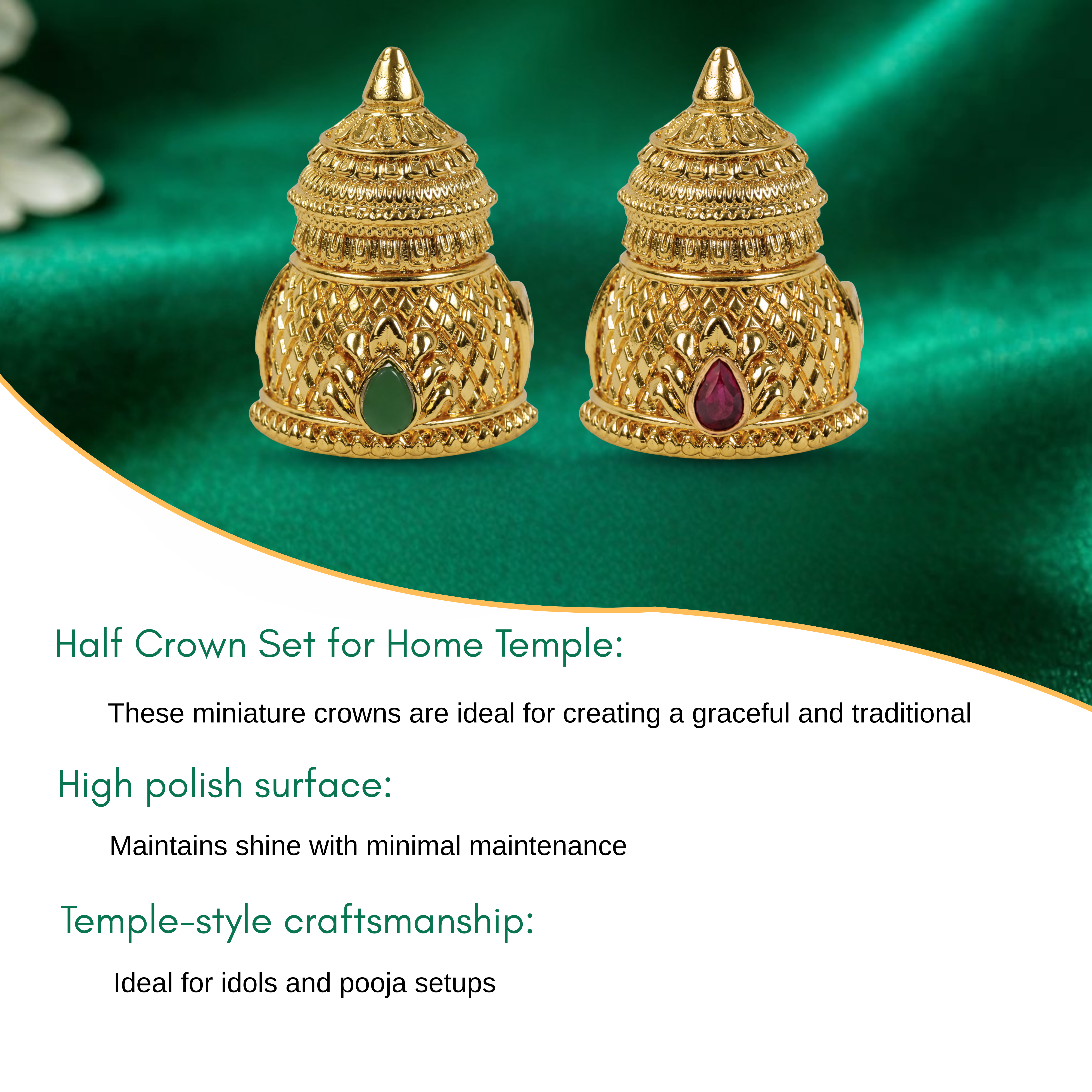 Half Crown Set For Home Temple & Deities (2 Crowns)