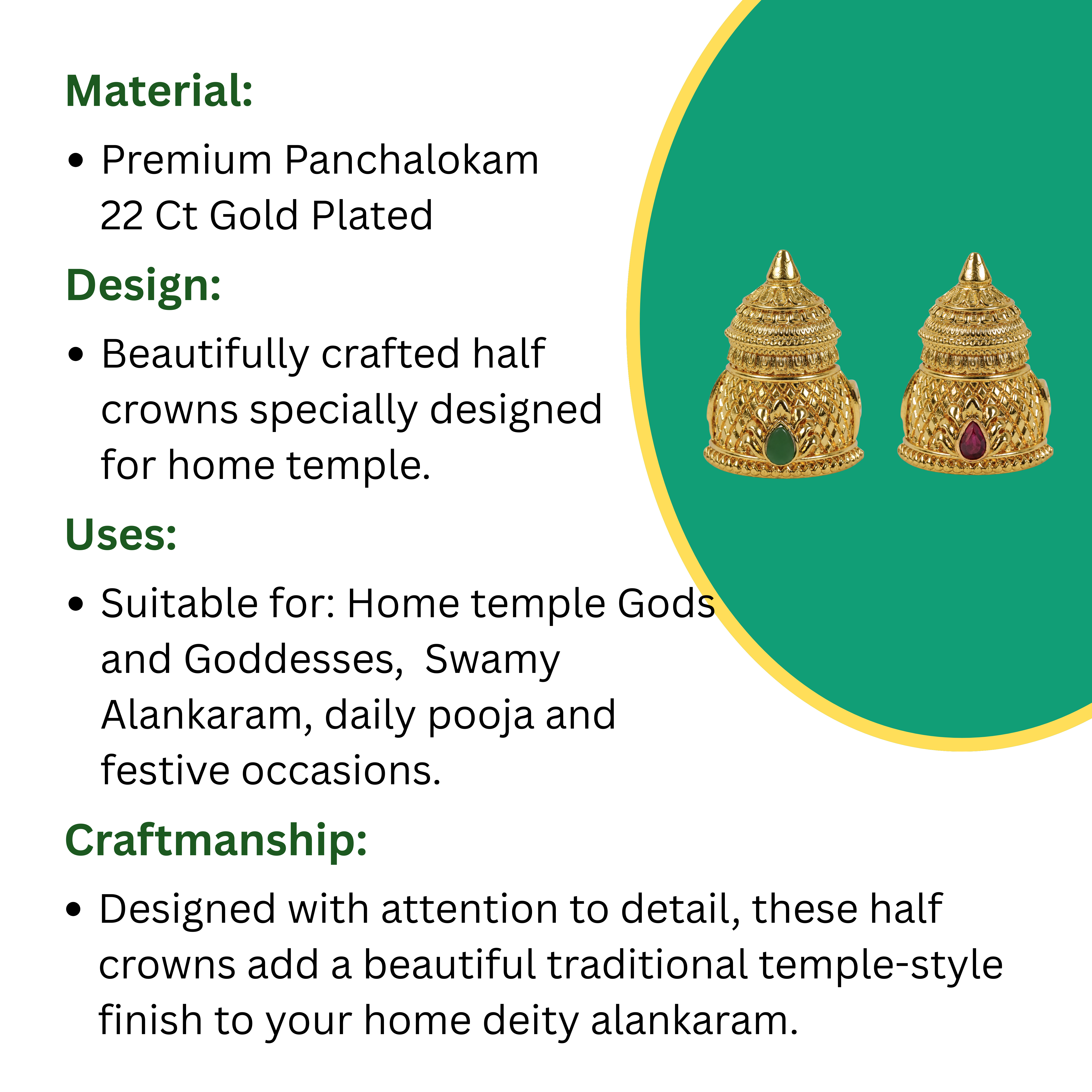 Half Crown Set For Home Temple & Deities (2 Crowns)