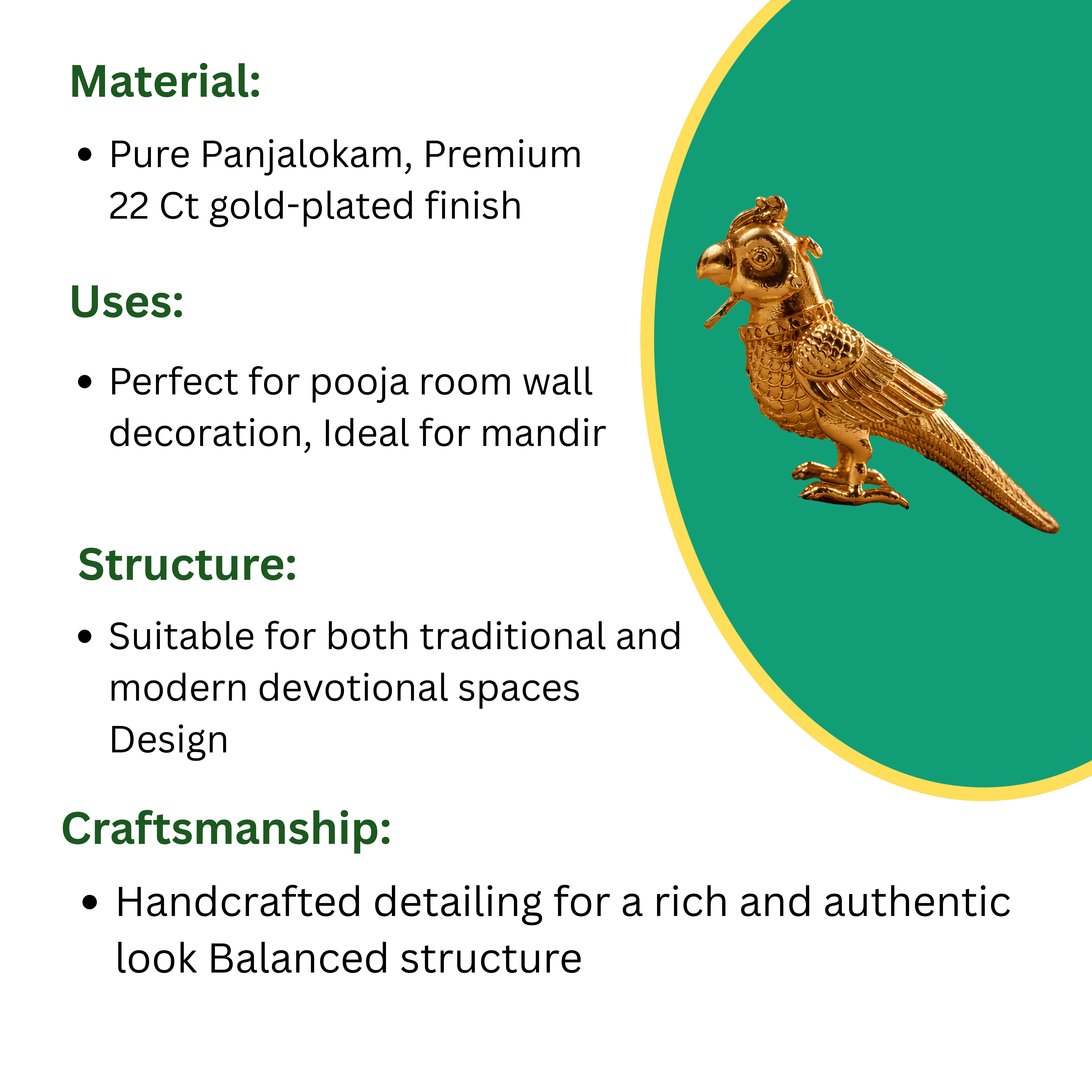 Hanging Gold Parrot Pendant