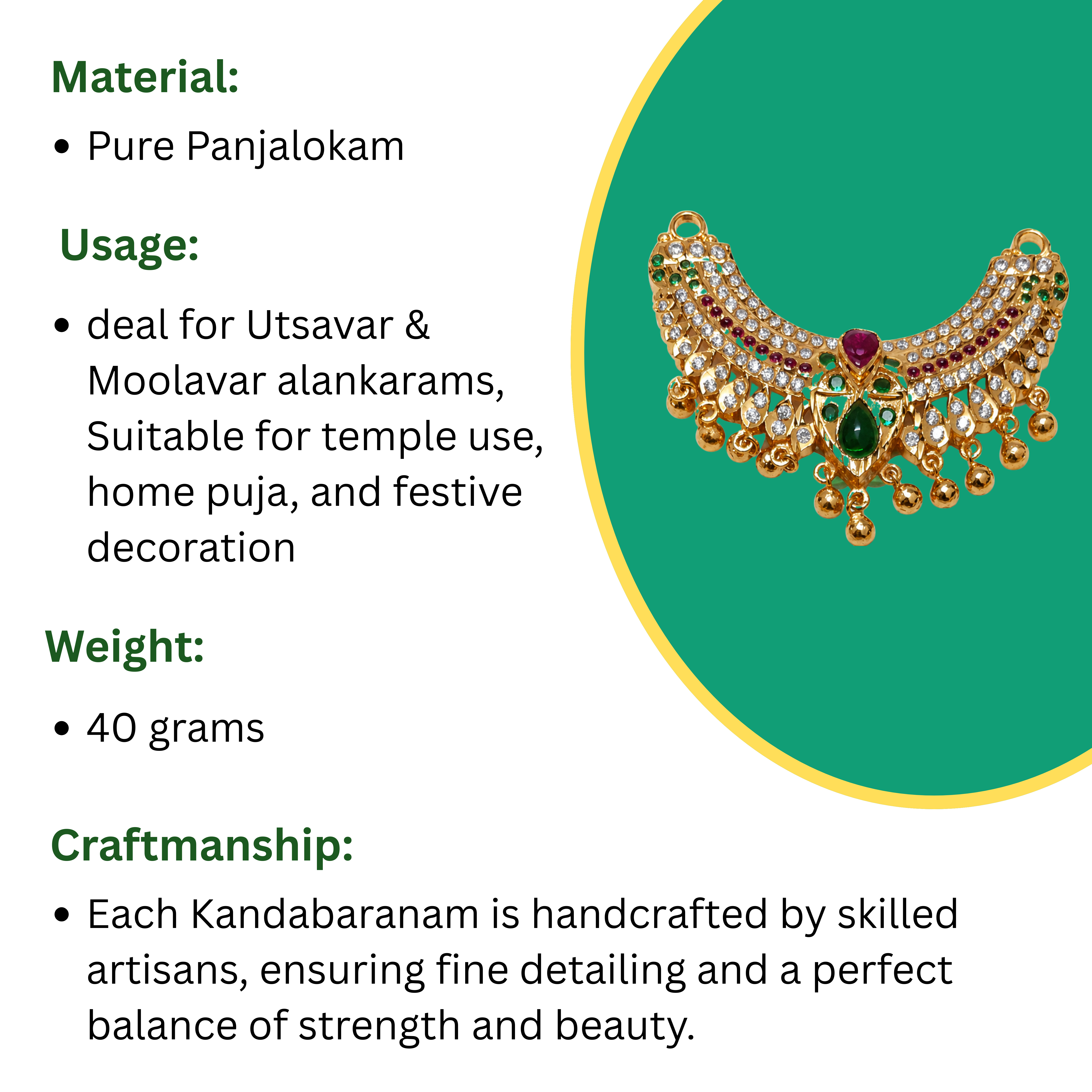 Kandabaranam (Sacred Necklace) With Stone