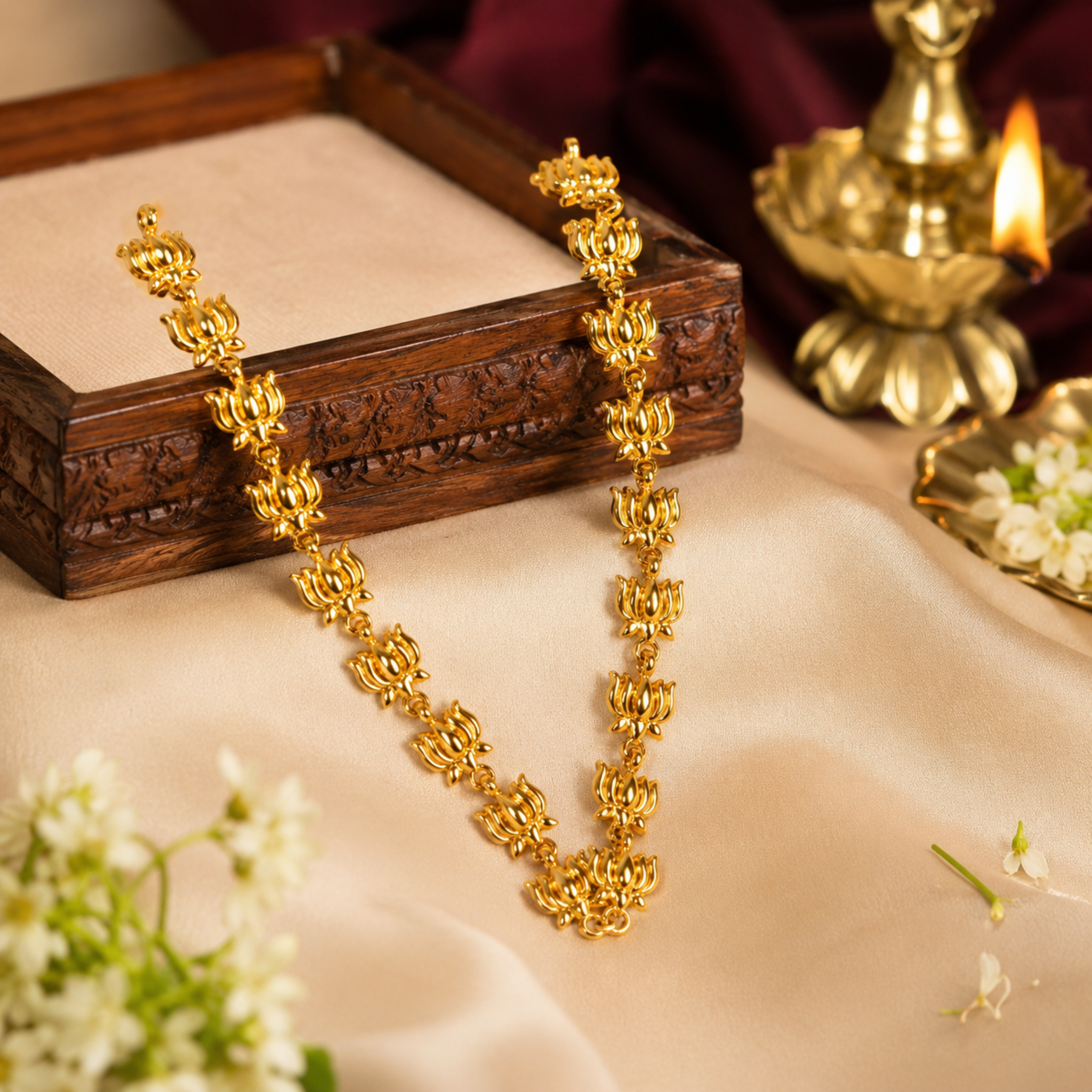 Lotus Flower Necklace For Home Temple Idols