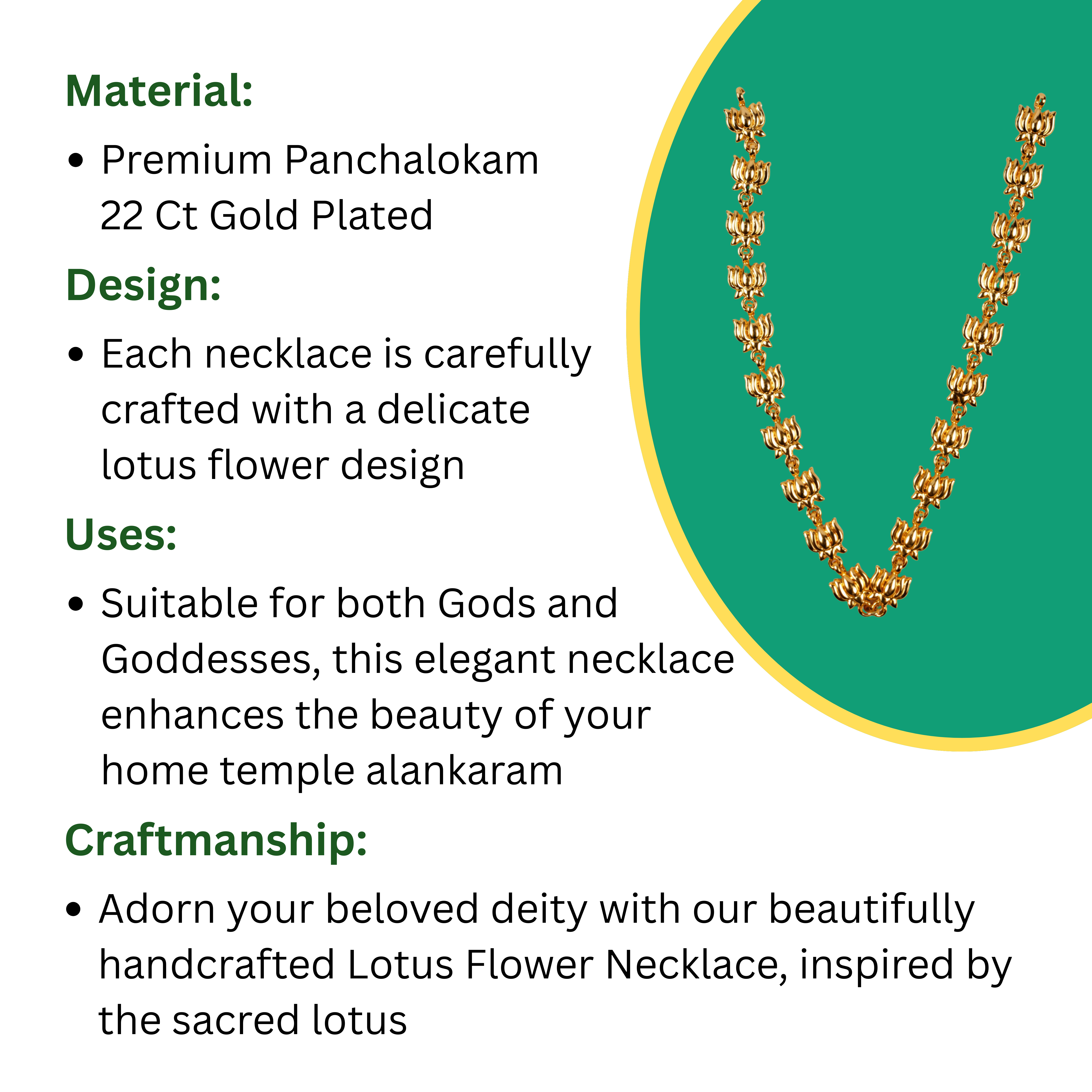 Lotus Flower Necklace For Home Temple Idols