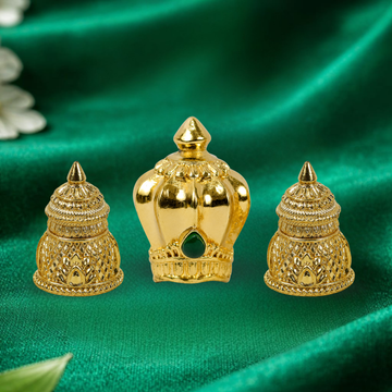 Miniature Panchaloha Gold-Plated Crown Set for Home Deities (3 Pieces)