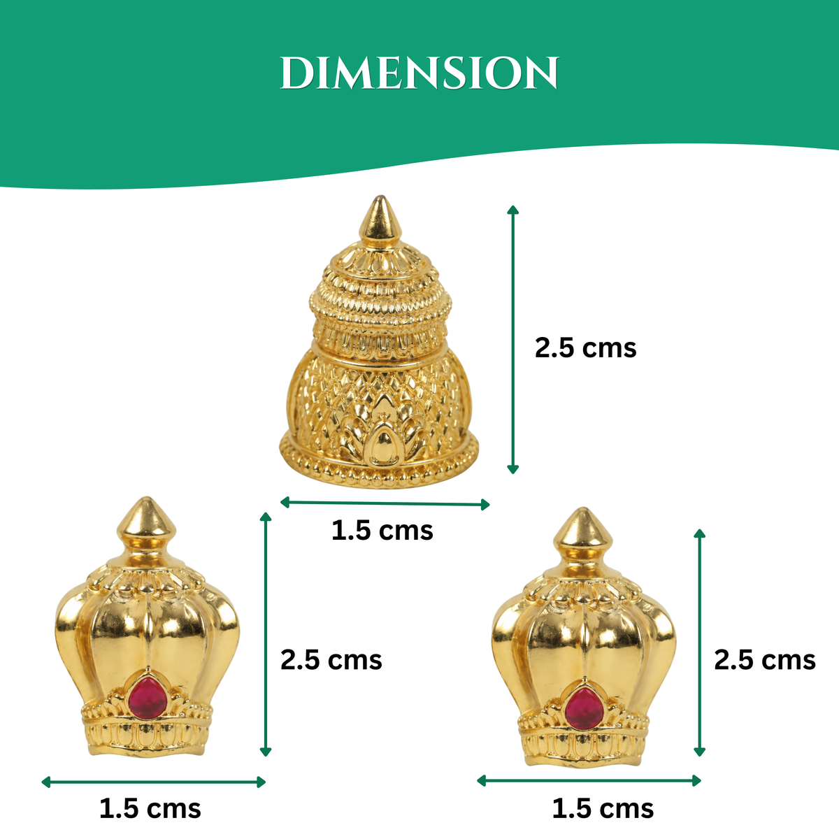 Miniature Crown Set (Green) For Home Deities