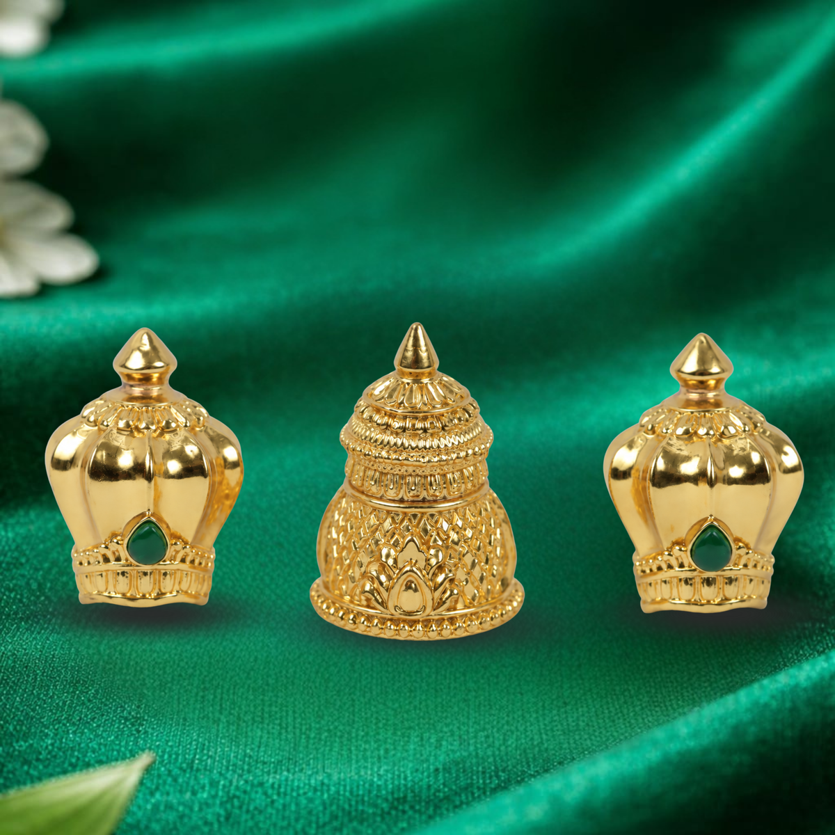 Miniature Crown Set (Green) For Home Deities