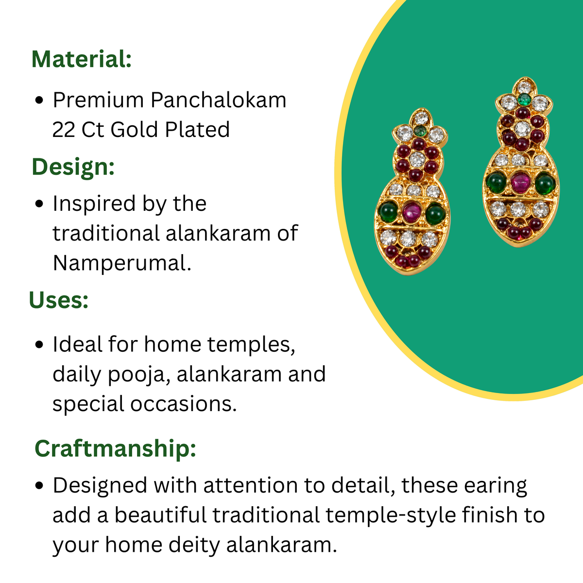 Namperumal Karnapathram / Karnakundalam (Earring) for Home Deities