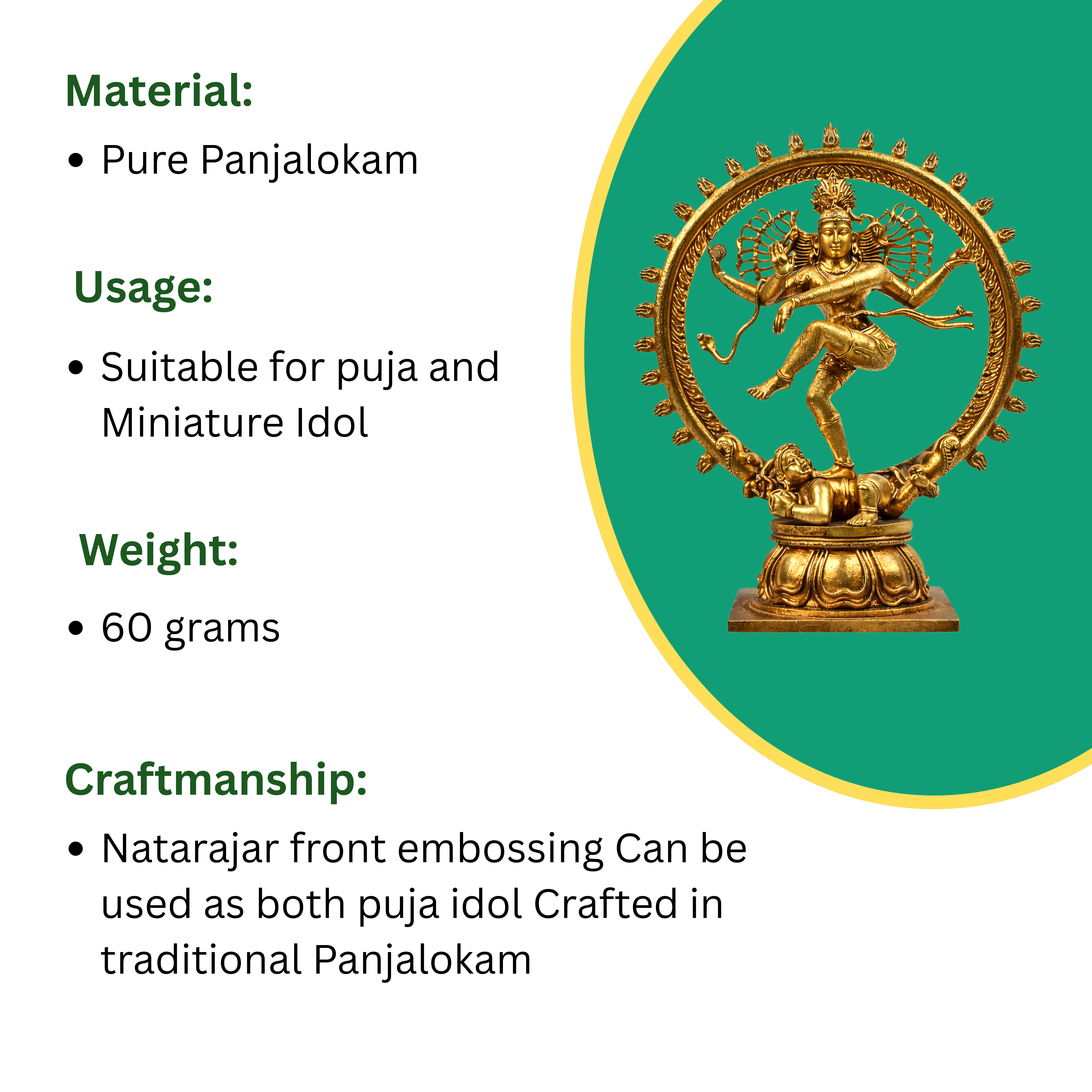 Panchaloha Natarajar (Lord of Cosmic Dance) Idol