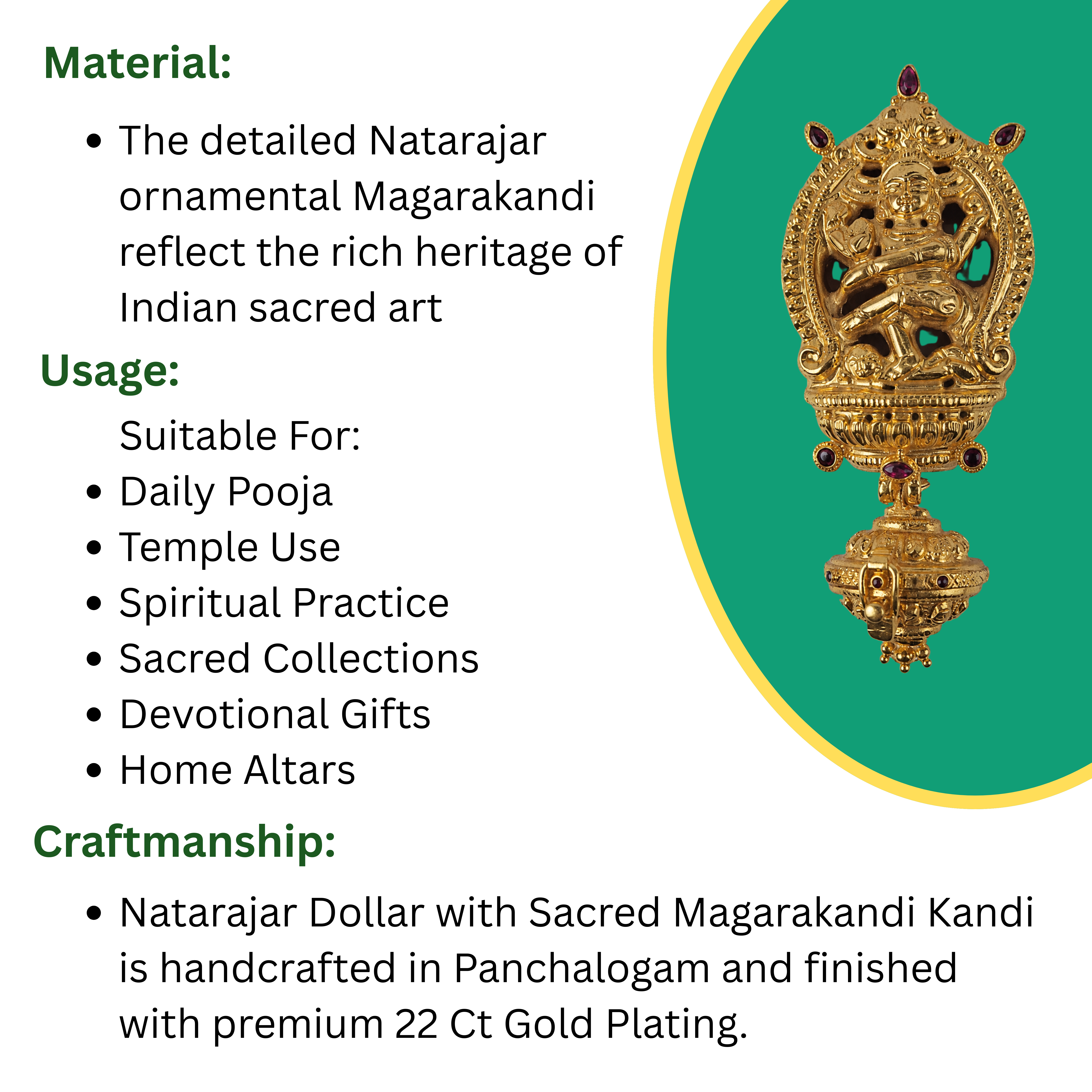 Natarajar Dollar With Sacred Magarakandi