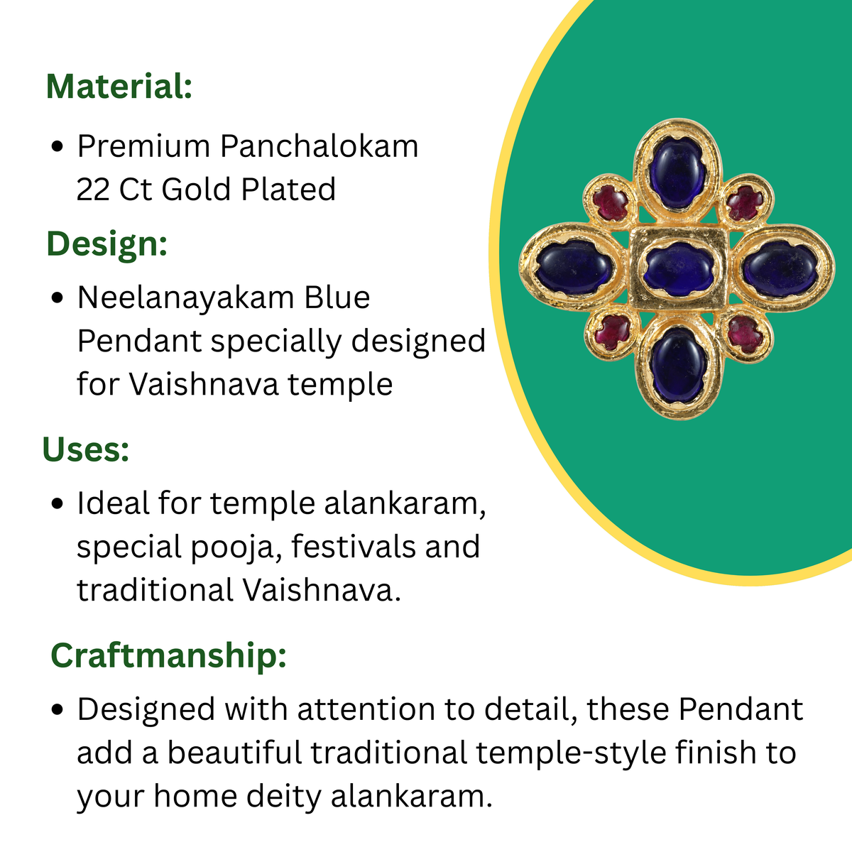 Neela Nayakam (Kousthubam) - Blue Pendant