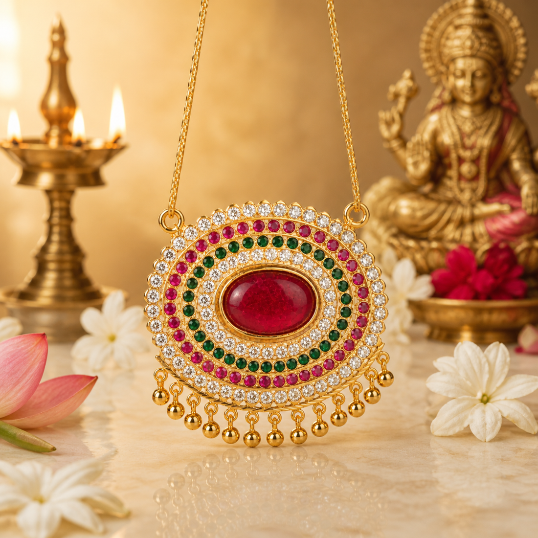 Oval Red Stone Pendant
