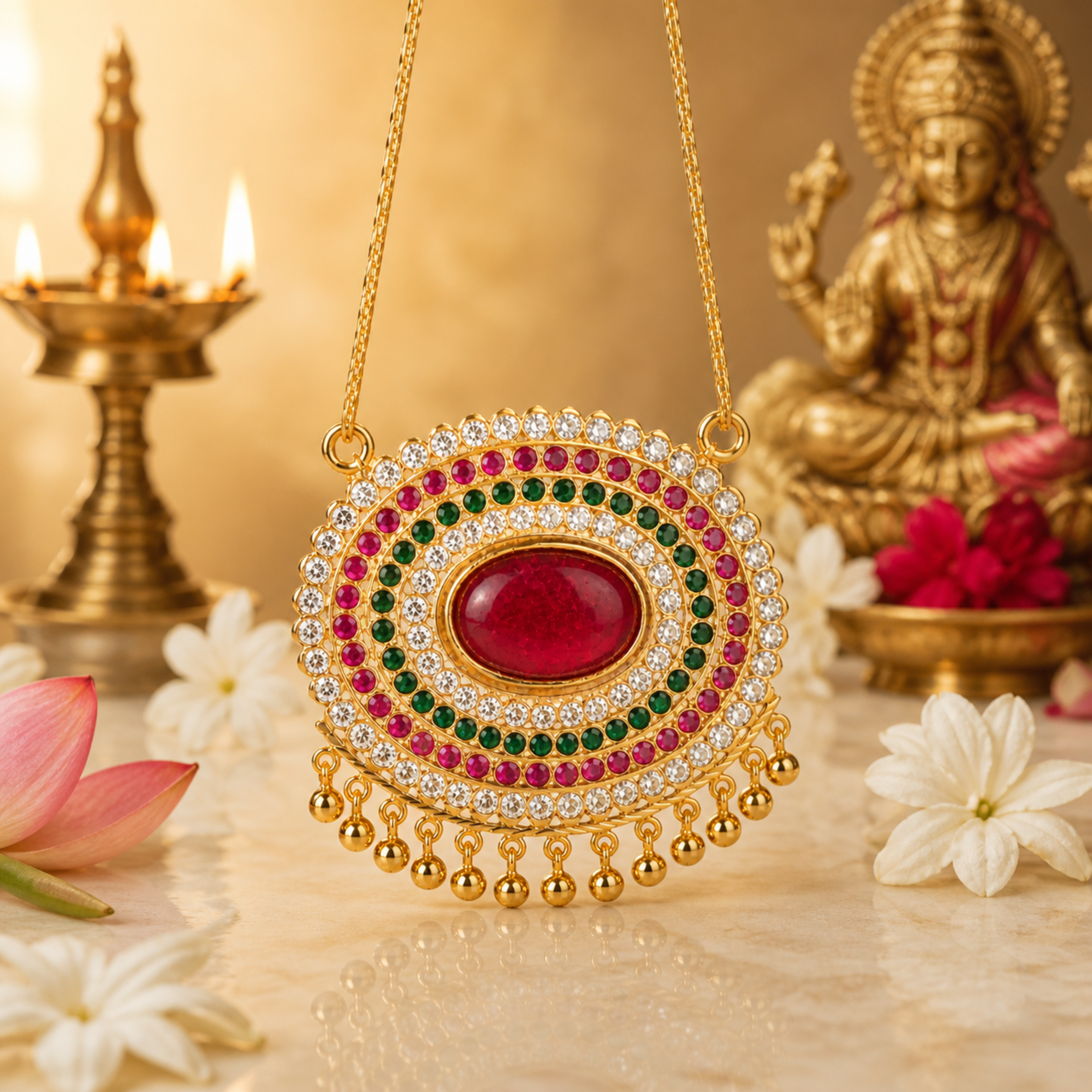Oval Red Stone Pendant