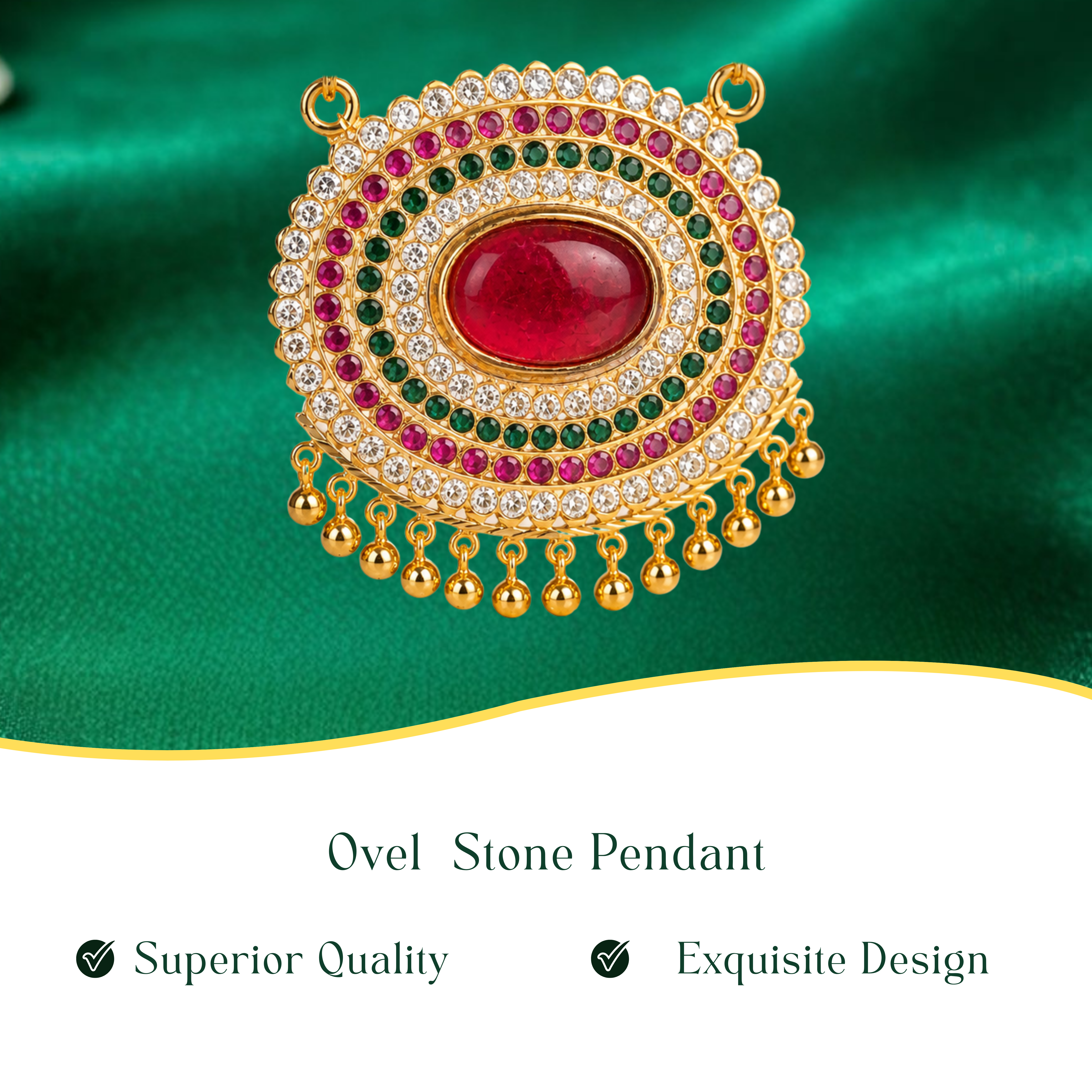 Oval Red Stone Pendant