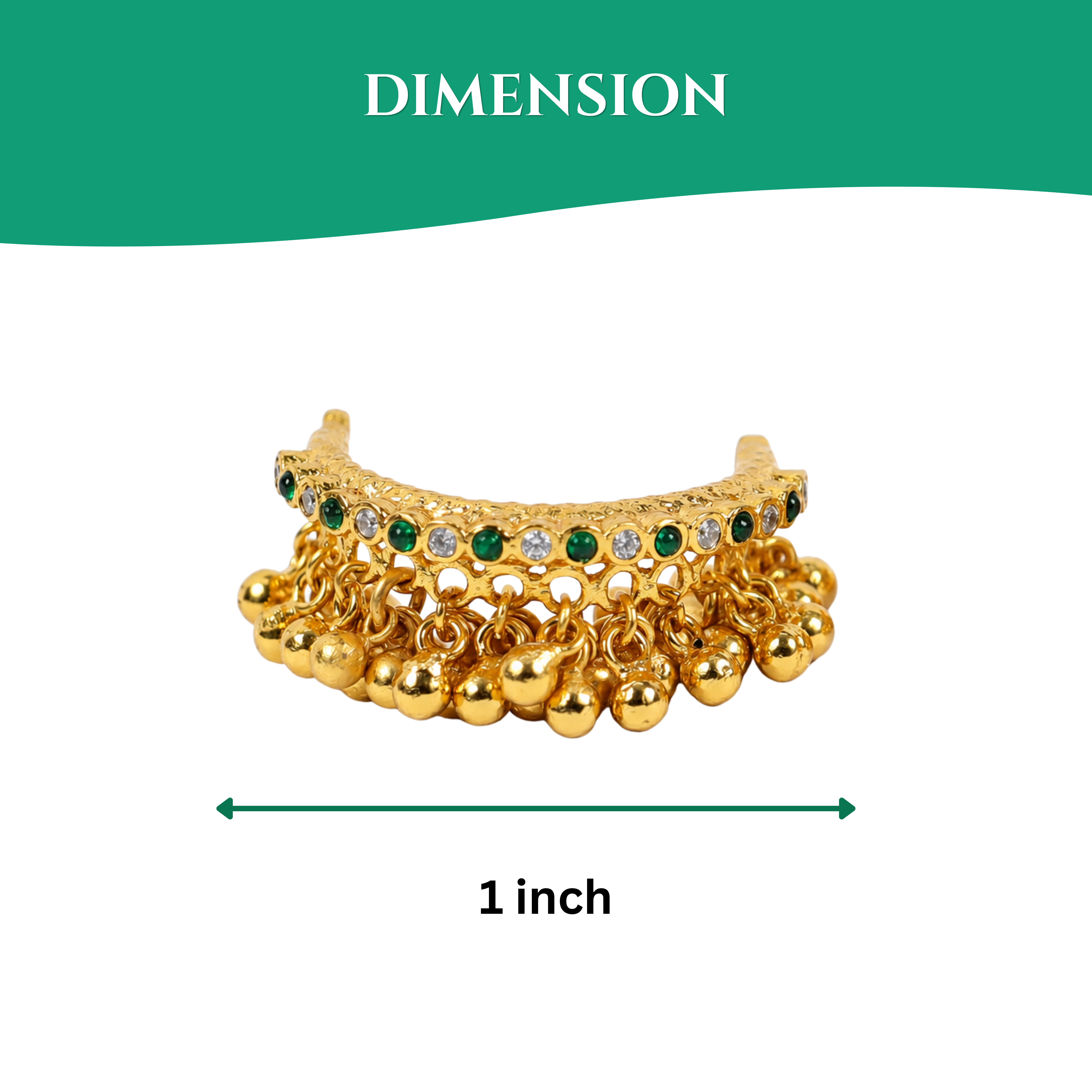 Panchalogam Gold Plated Anklet (Thandai) - Green Stone