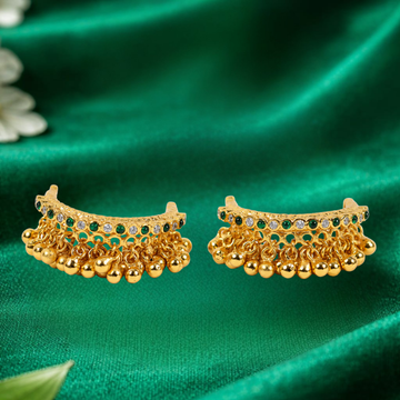 Panchalogam Gold Plated Anklet (Thandai) - Green Stone