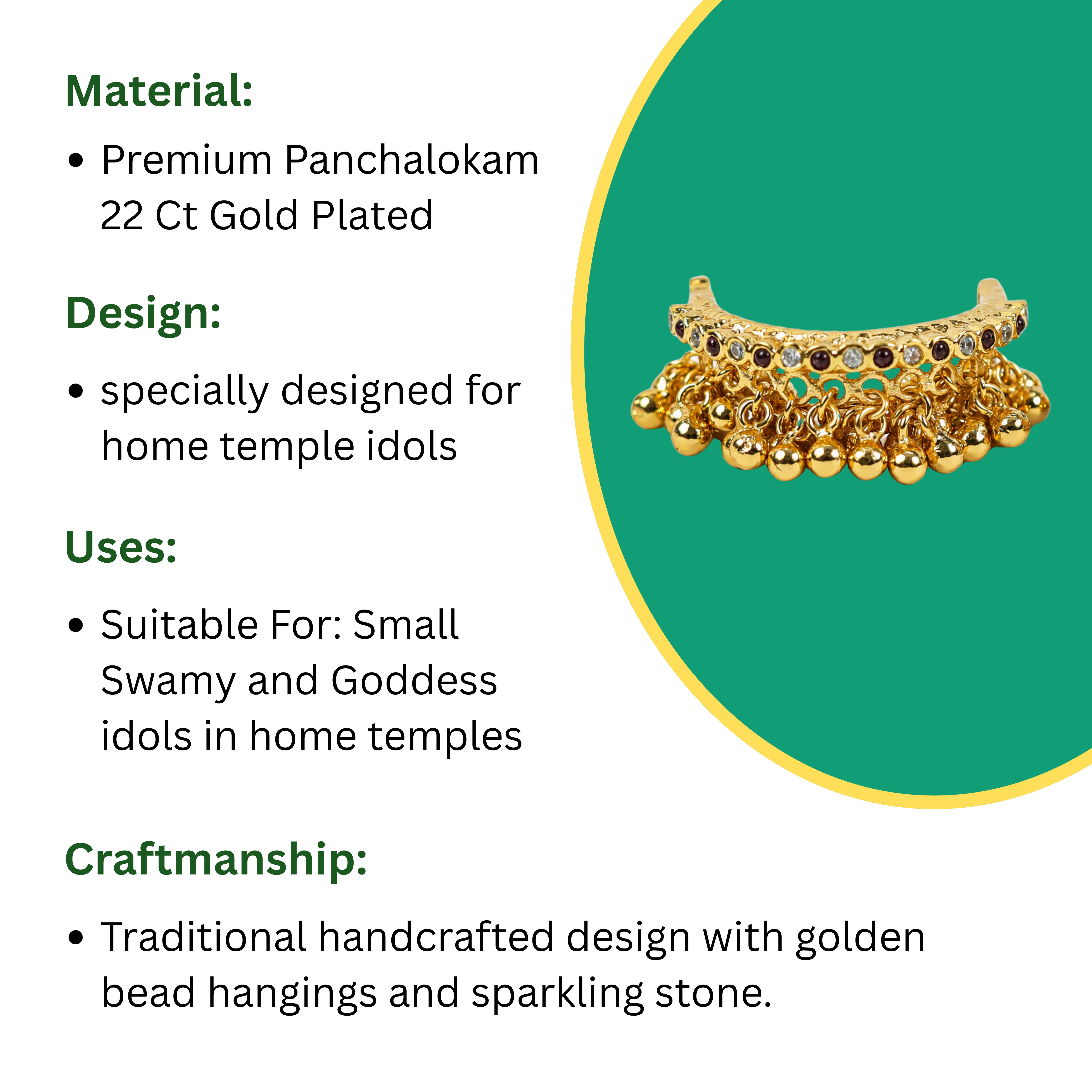Panchalogam Gold Plated Anklet (Thandai) - Red Stone