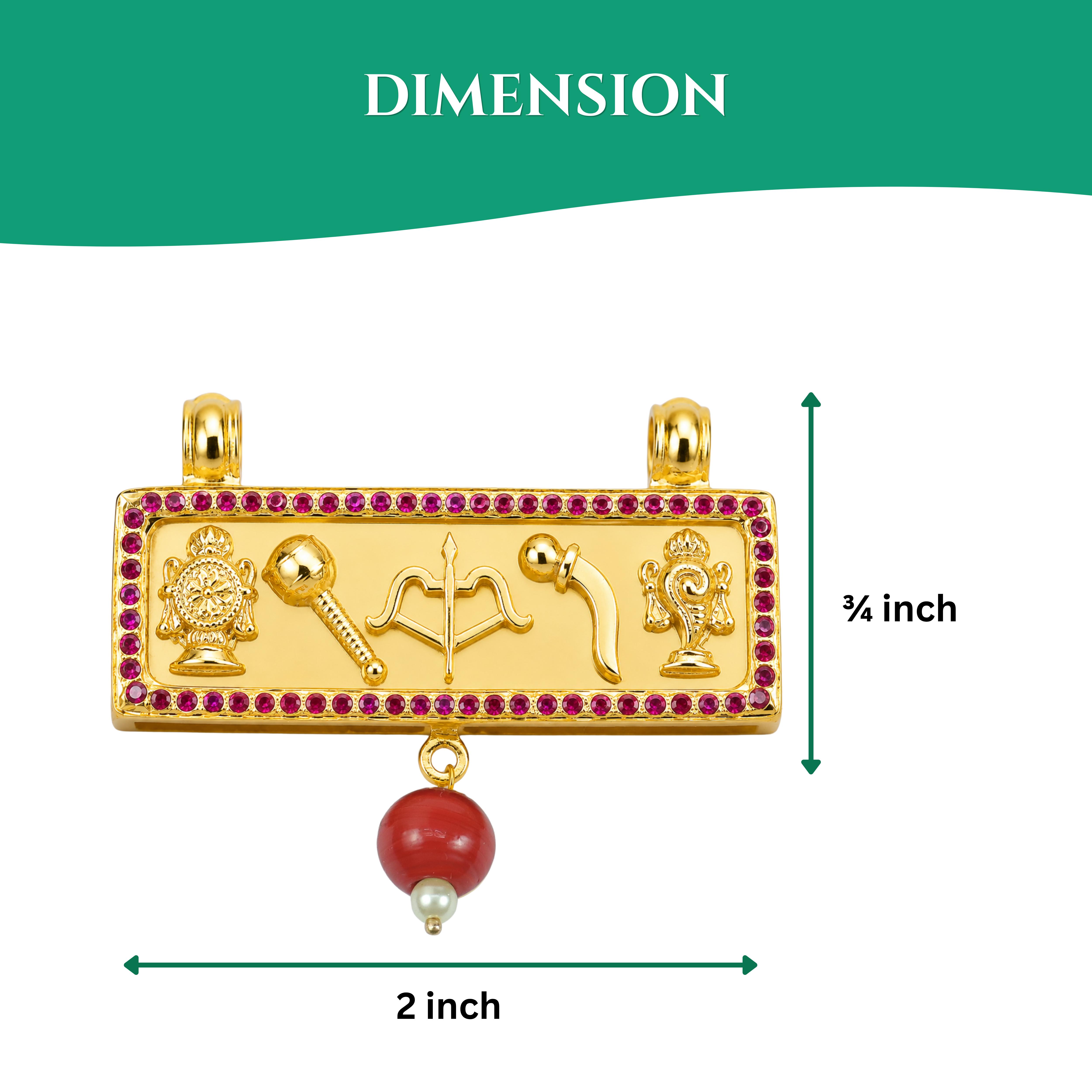 Panchayutham Pendant With Red Stone – Five Divine Weapons of Perumal