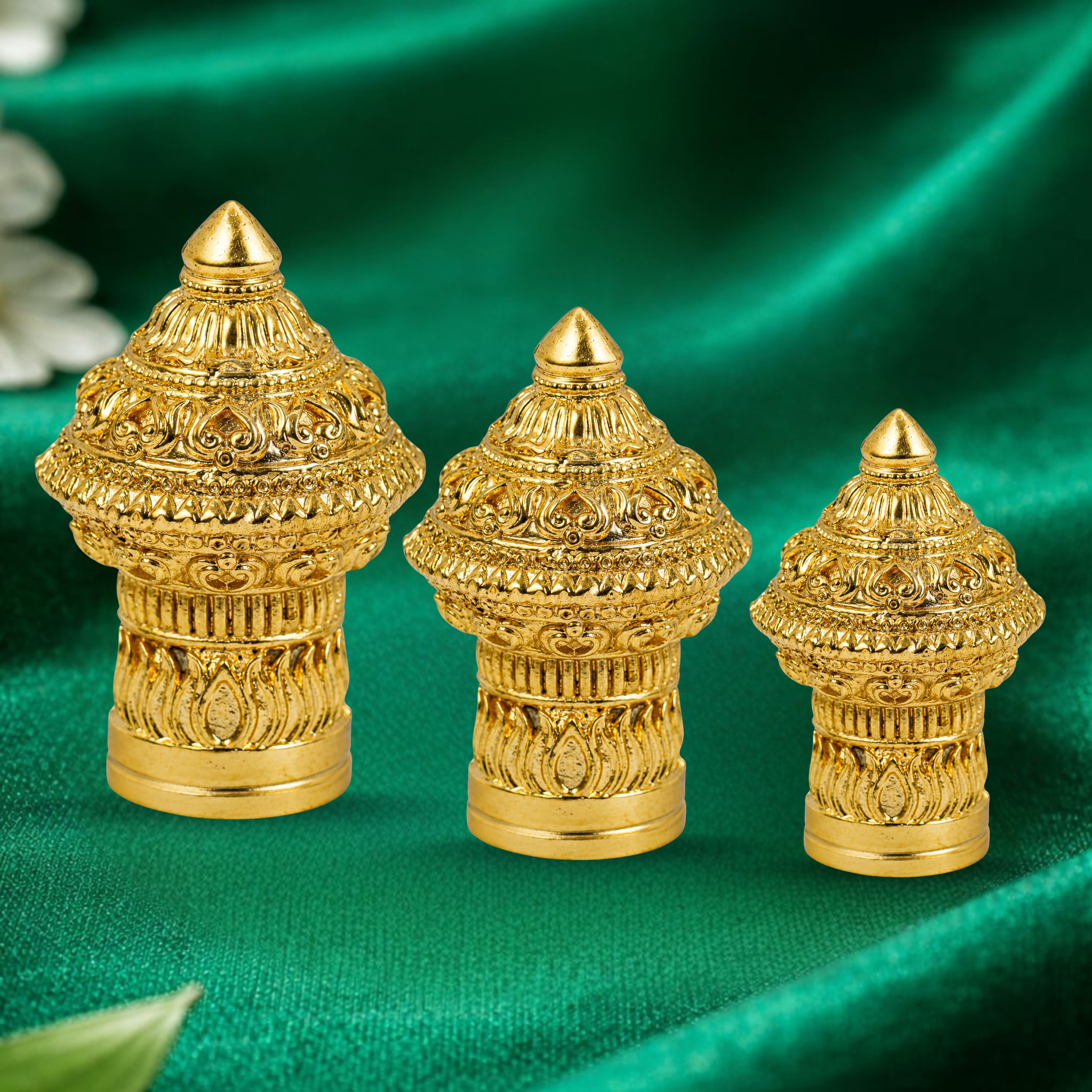 Pandiyan Kondai Crown Set For Home Temple & Deities (3 Crowns)