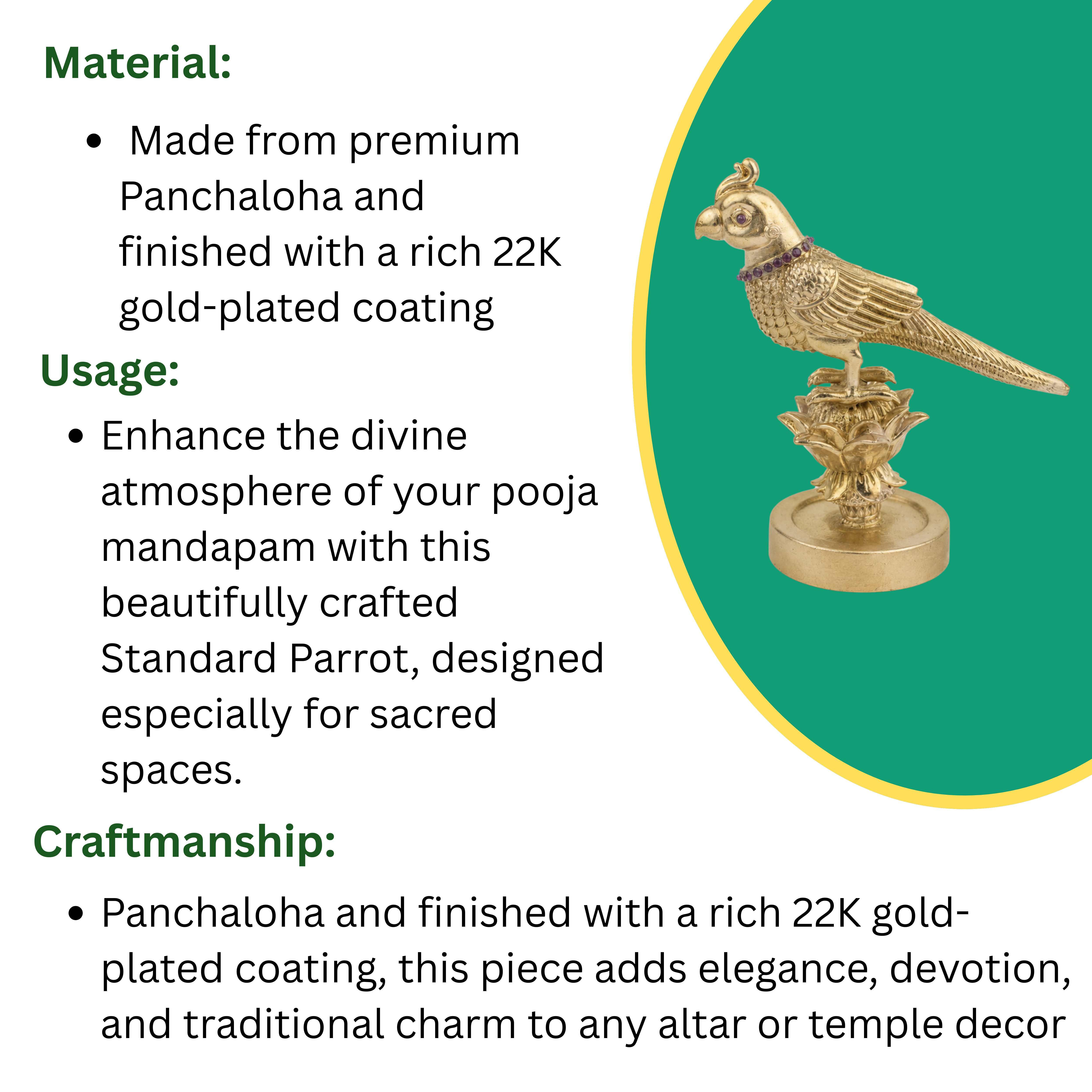 Standard Set Of Parrots For Pooja Mandapam