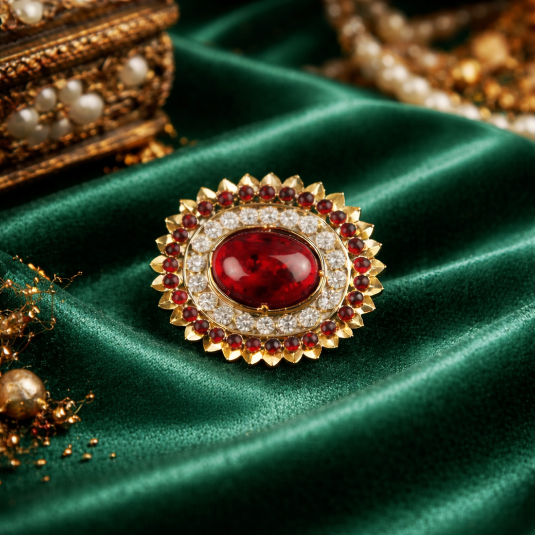 Red Stone Ring (Oval Pendant)
