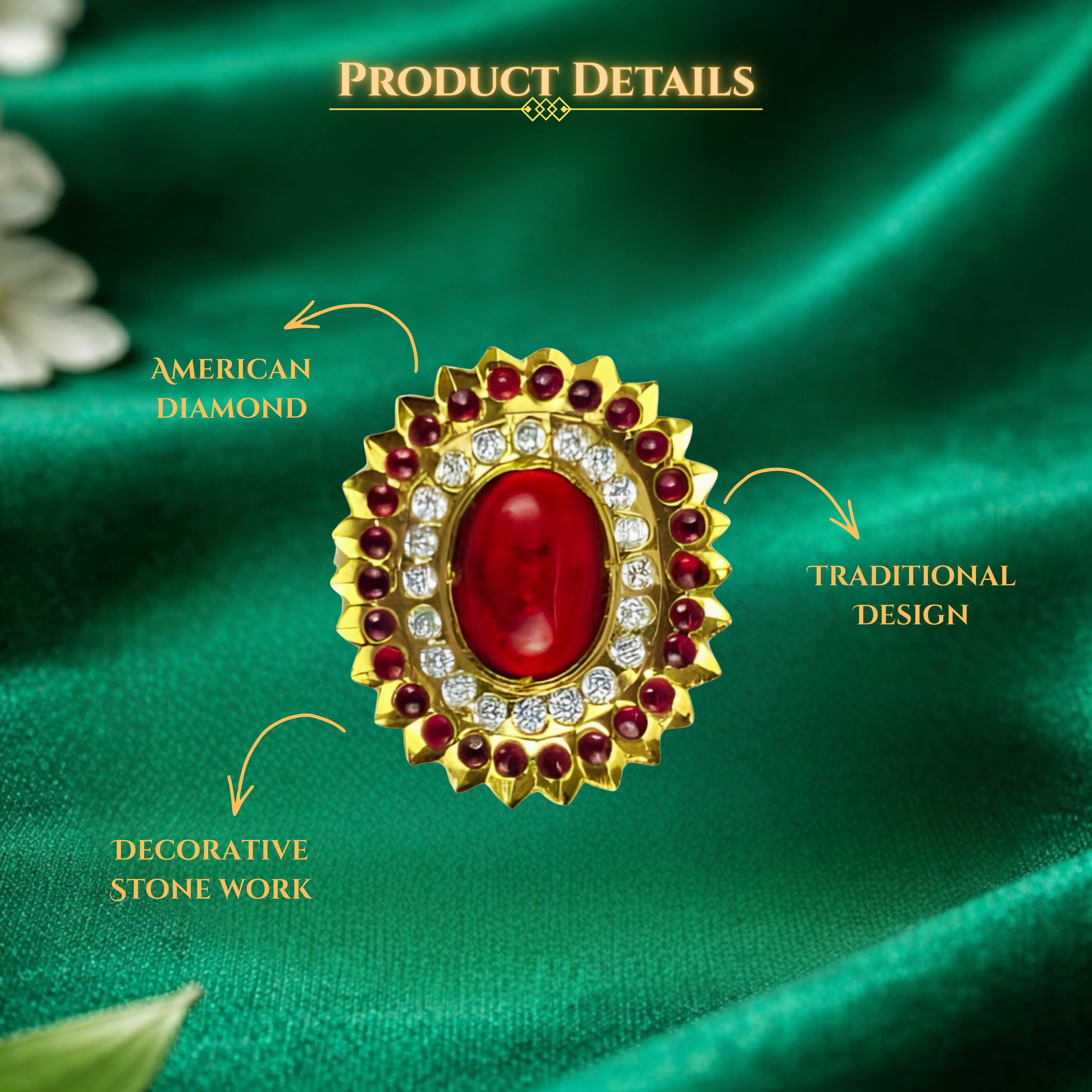 Red Stone Ring (Oval Pendant)