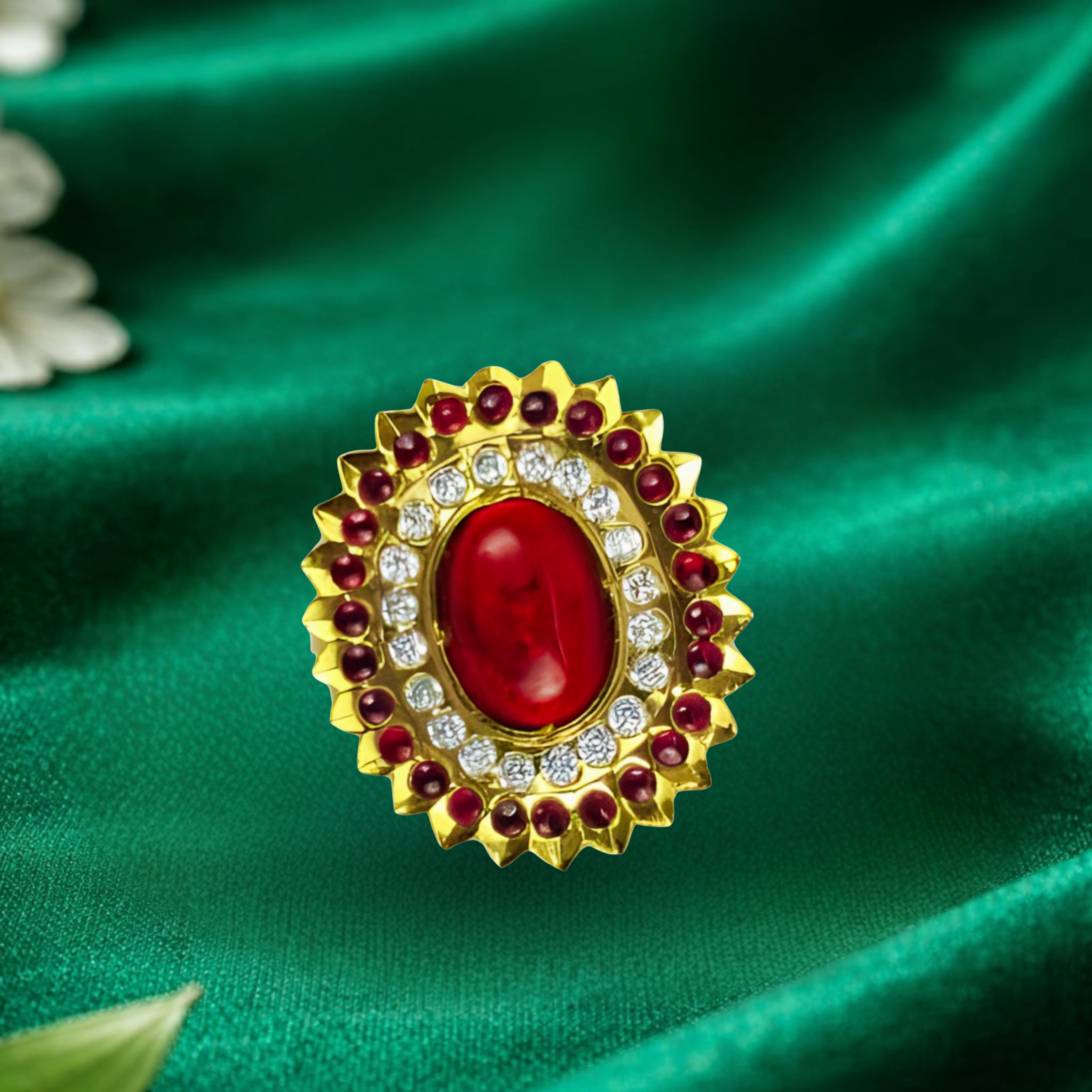 Red Stone Ring (Oval Pendant)