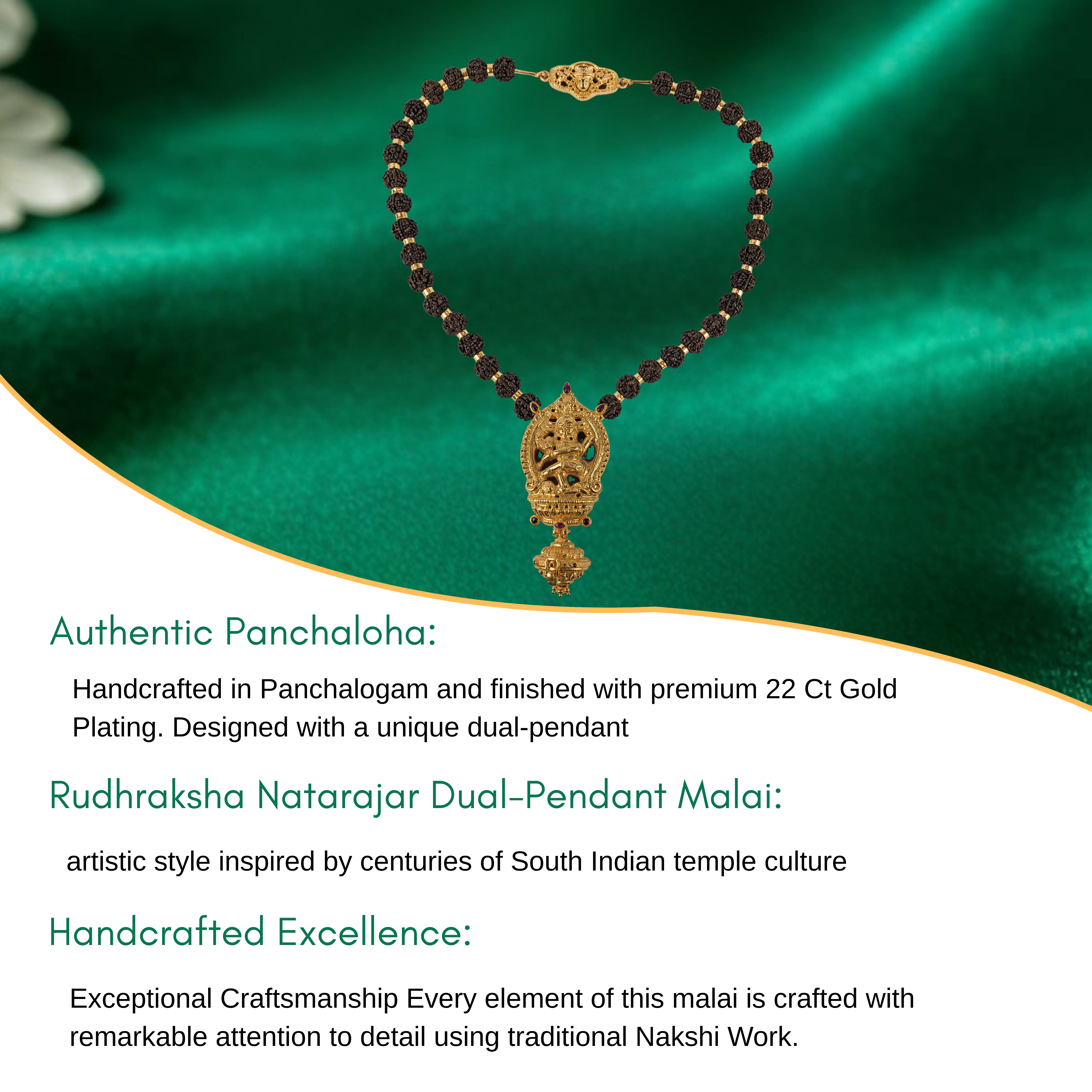 Rudhraksha Natarajar Dual-Pendant Maalai