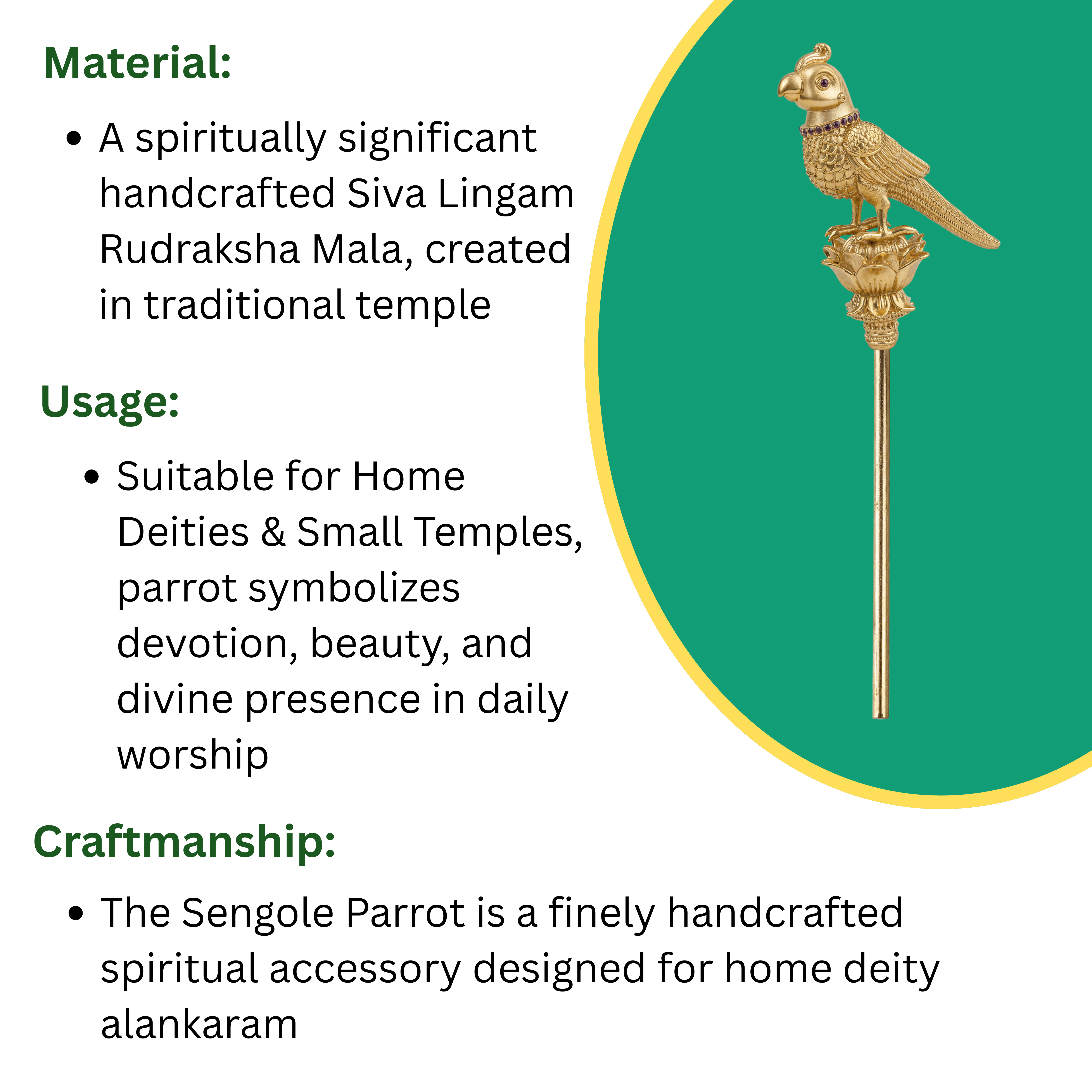 Sengole Parrot – Temple & Home Deity Alankaram