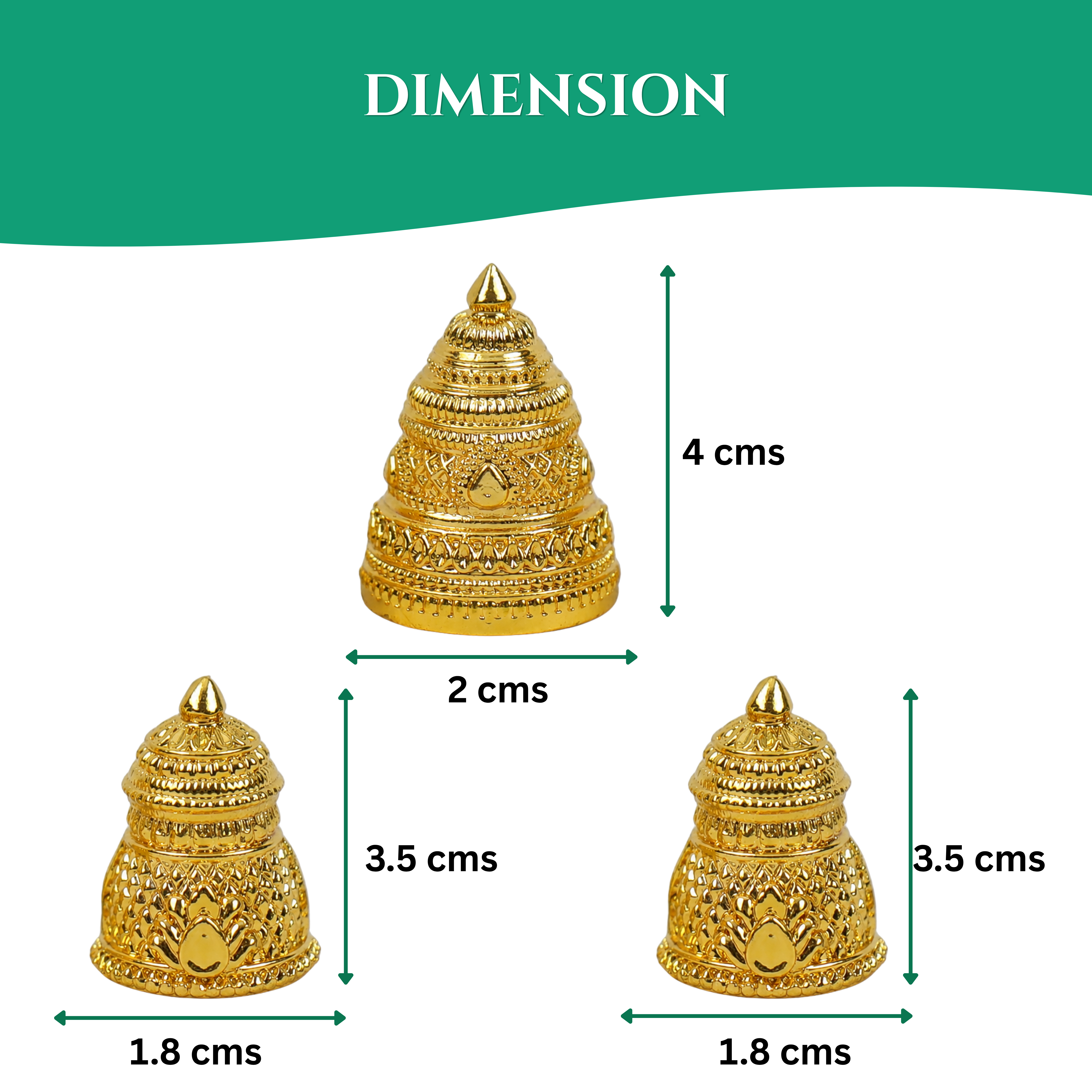 घर के मंदिर की मूर्तियों के लिए 3 मुकुट का सेट