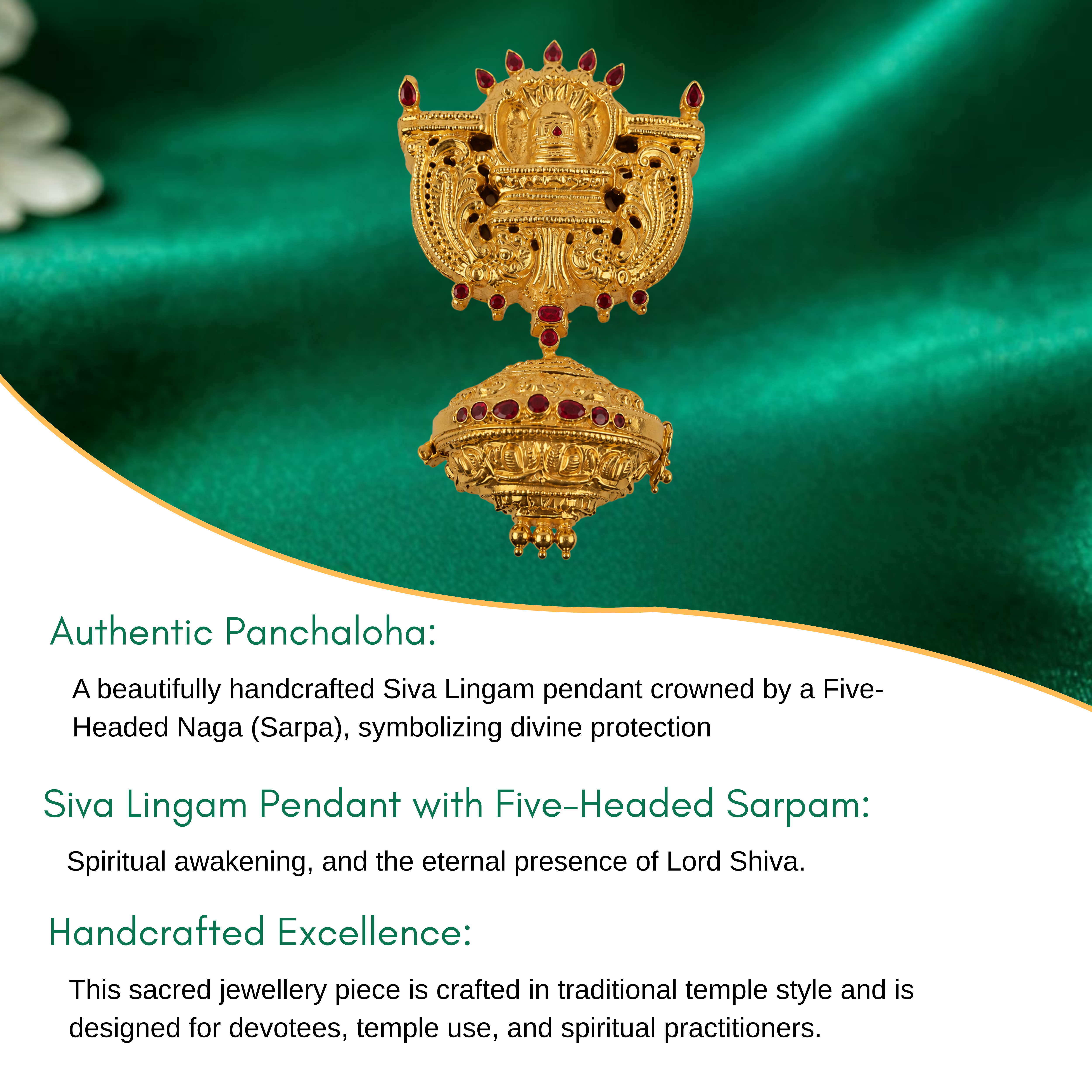 Siva Lingam Pendant With Five-Headed Sarpam (Naga) And Sacred Magarakandigai Box