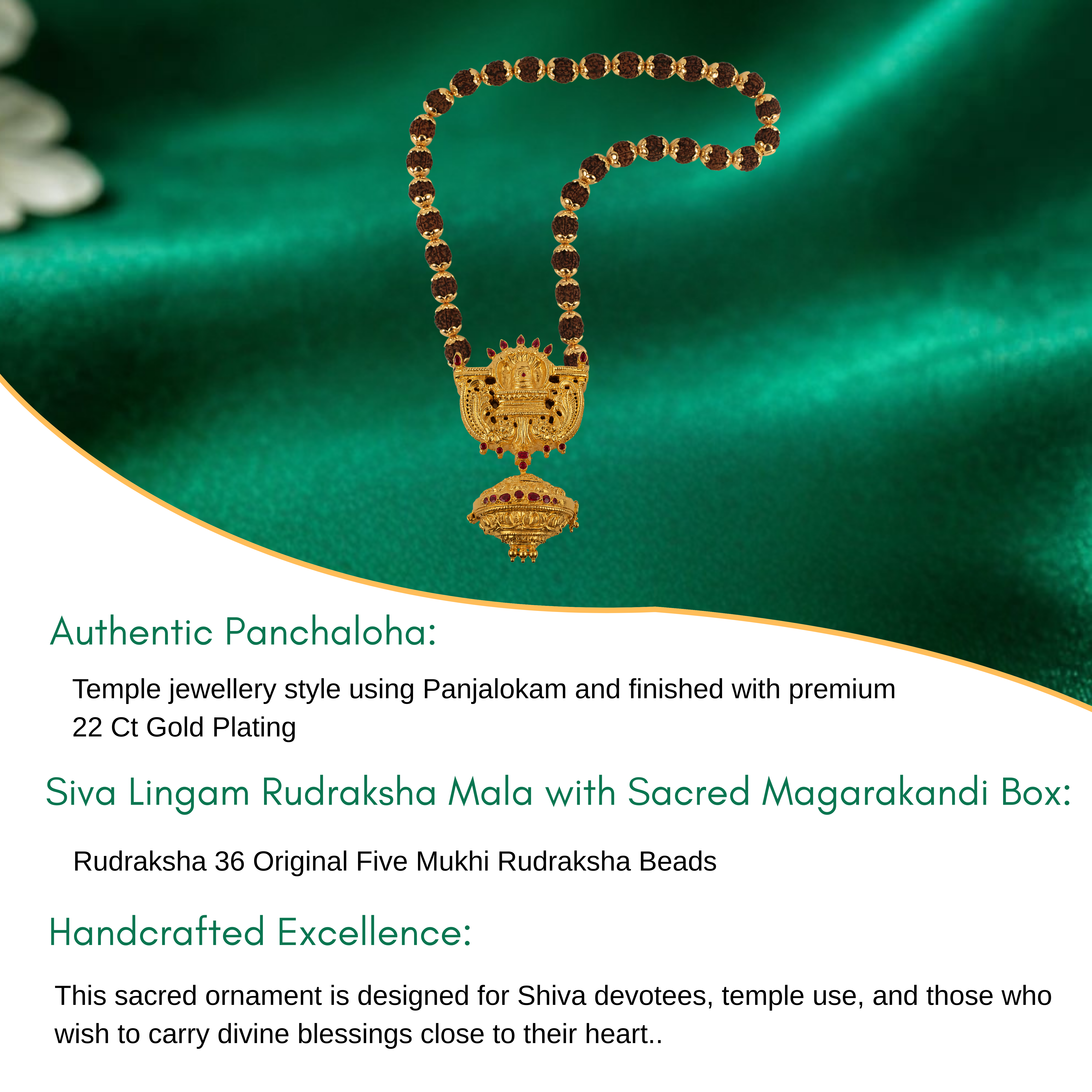 Siva Lingam Rudraksha Mala With Sacred Magarakandi Box
