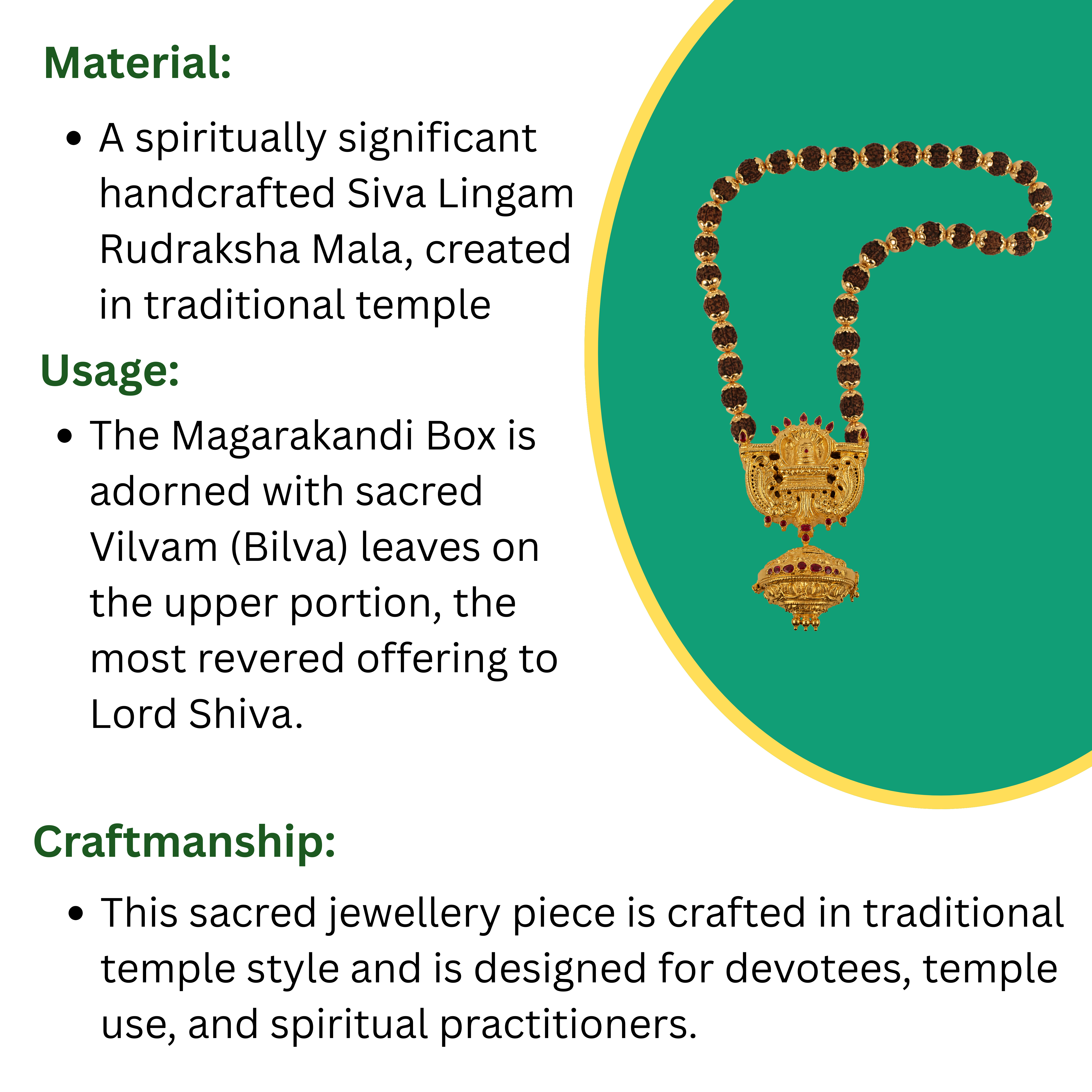 Siva Lingam Rudraksha Mala With Sacred Magarakandi Box