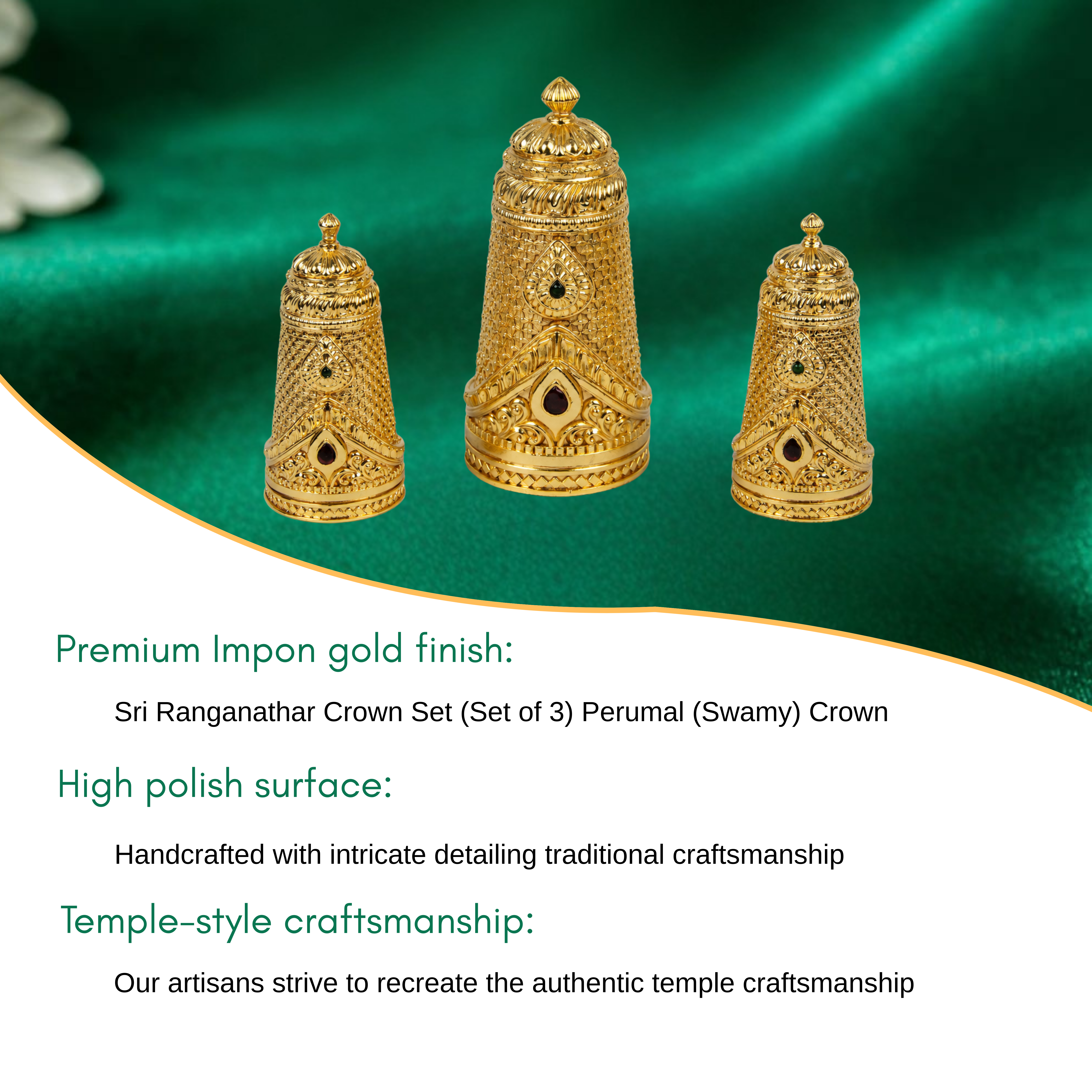 Sri Ranganathar Crown - Set Of 3