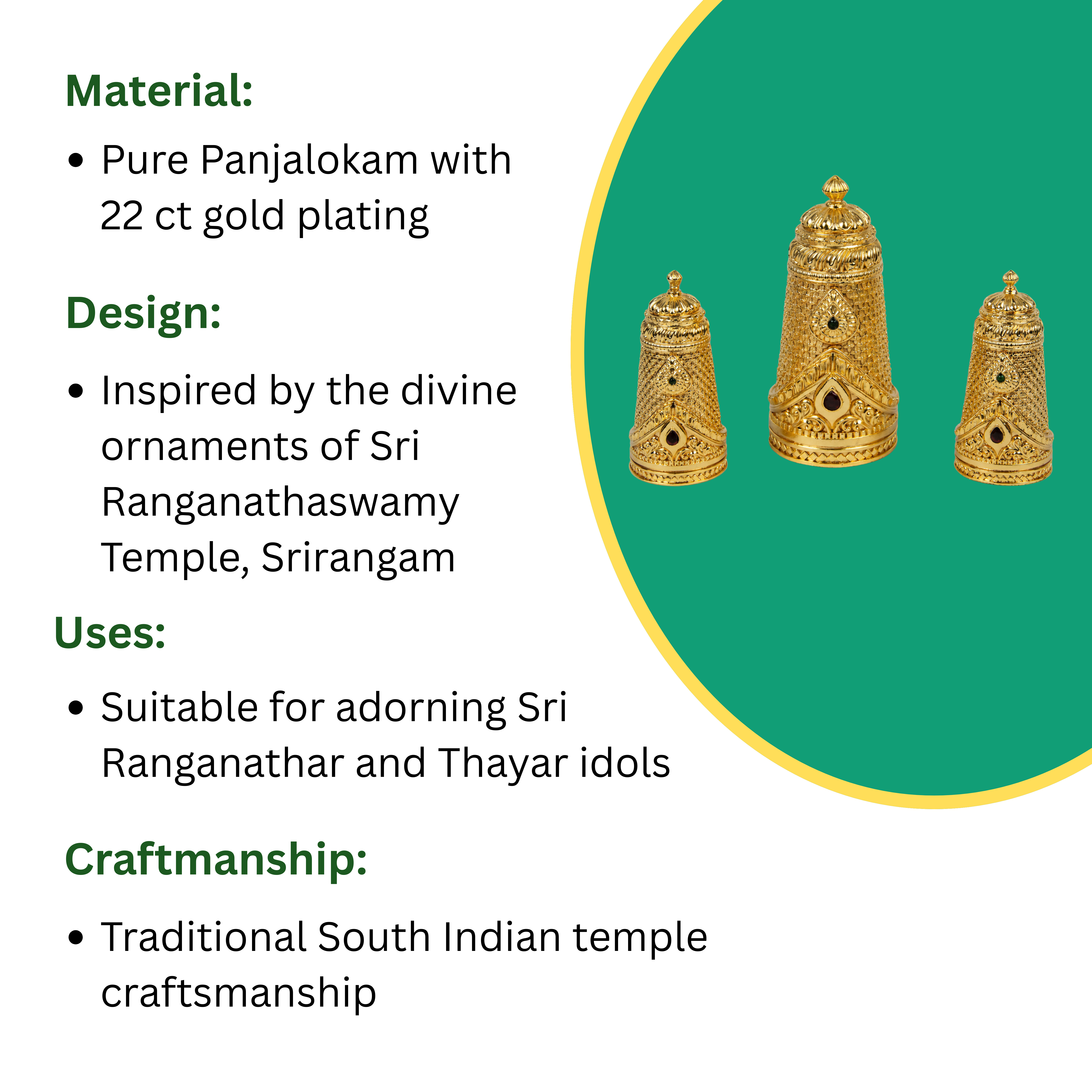Sri Ranganathar Crown - Set Of 3