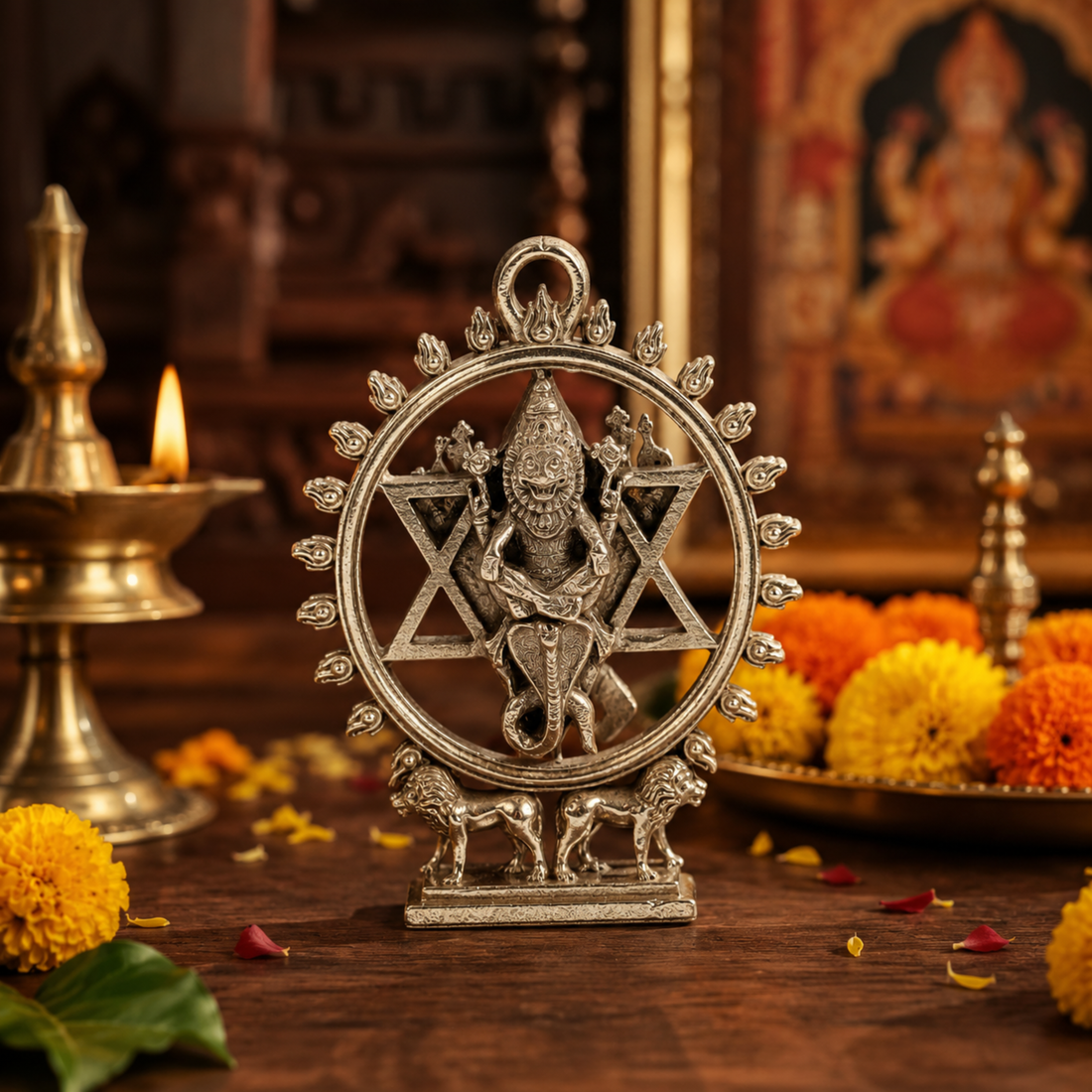 Sudharshana Chakra (Sakarathazhvar) Miniature Idol & Pendant – 92% Pure Silver