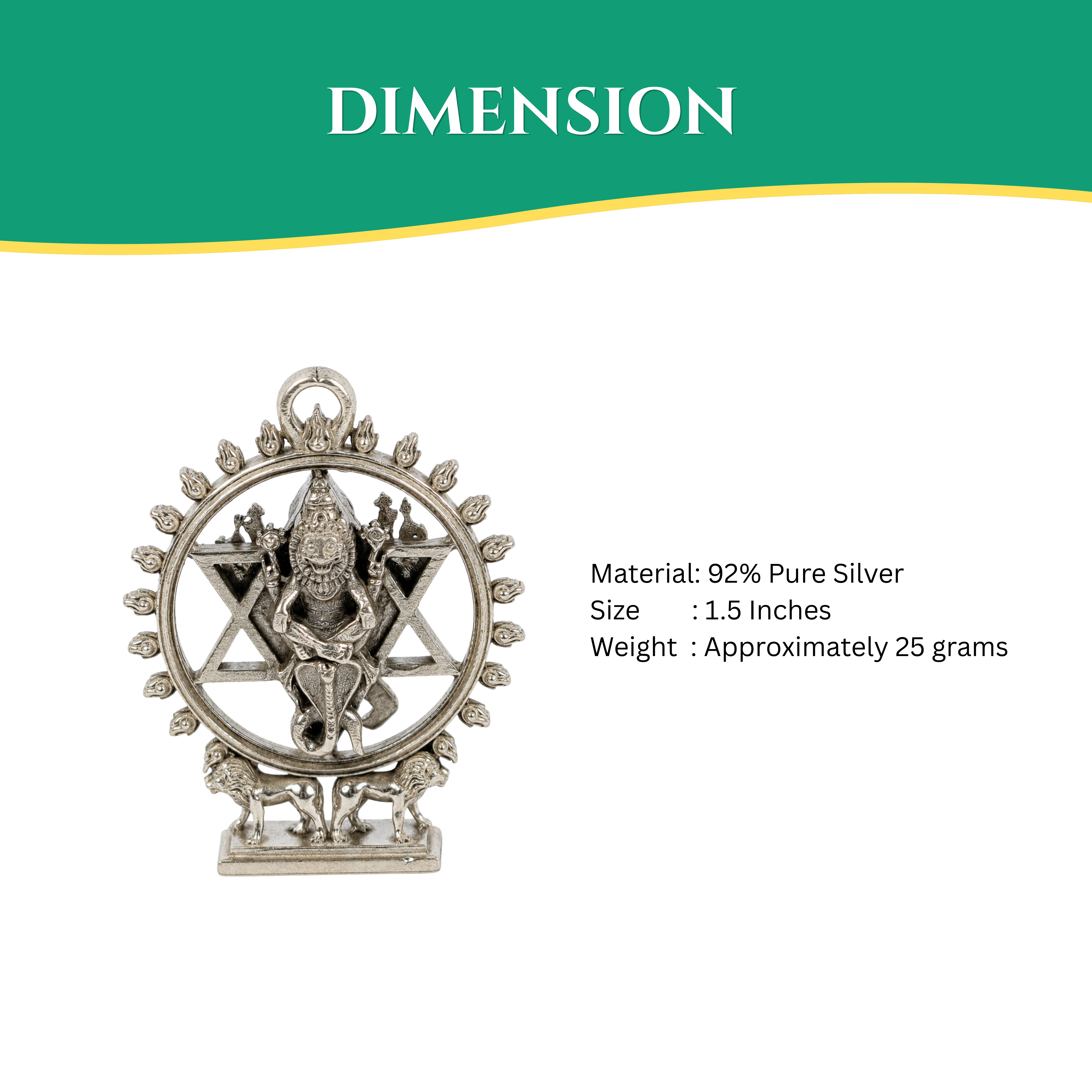 Sudharshana Chakra (Sakarathazhvar) Miniature Idol & Pendant – 92% Pure Silver