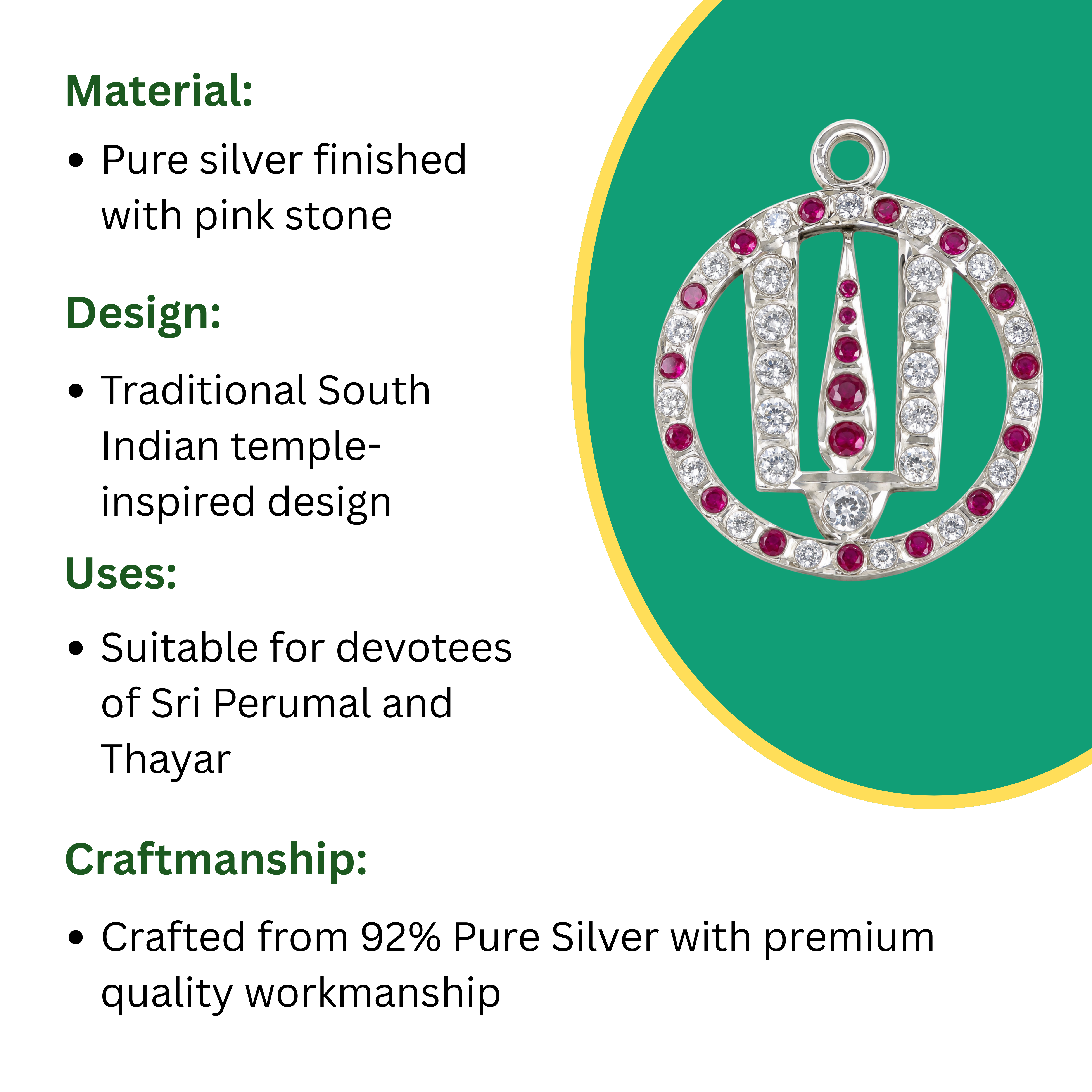Thiruman Pendant – 92% Pure Silver