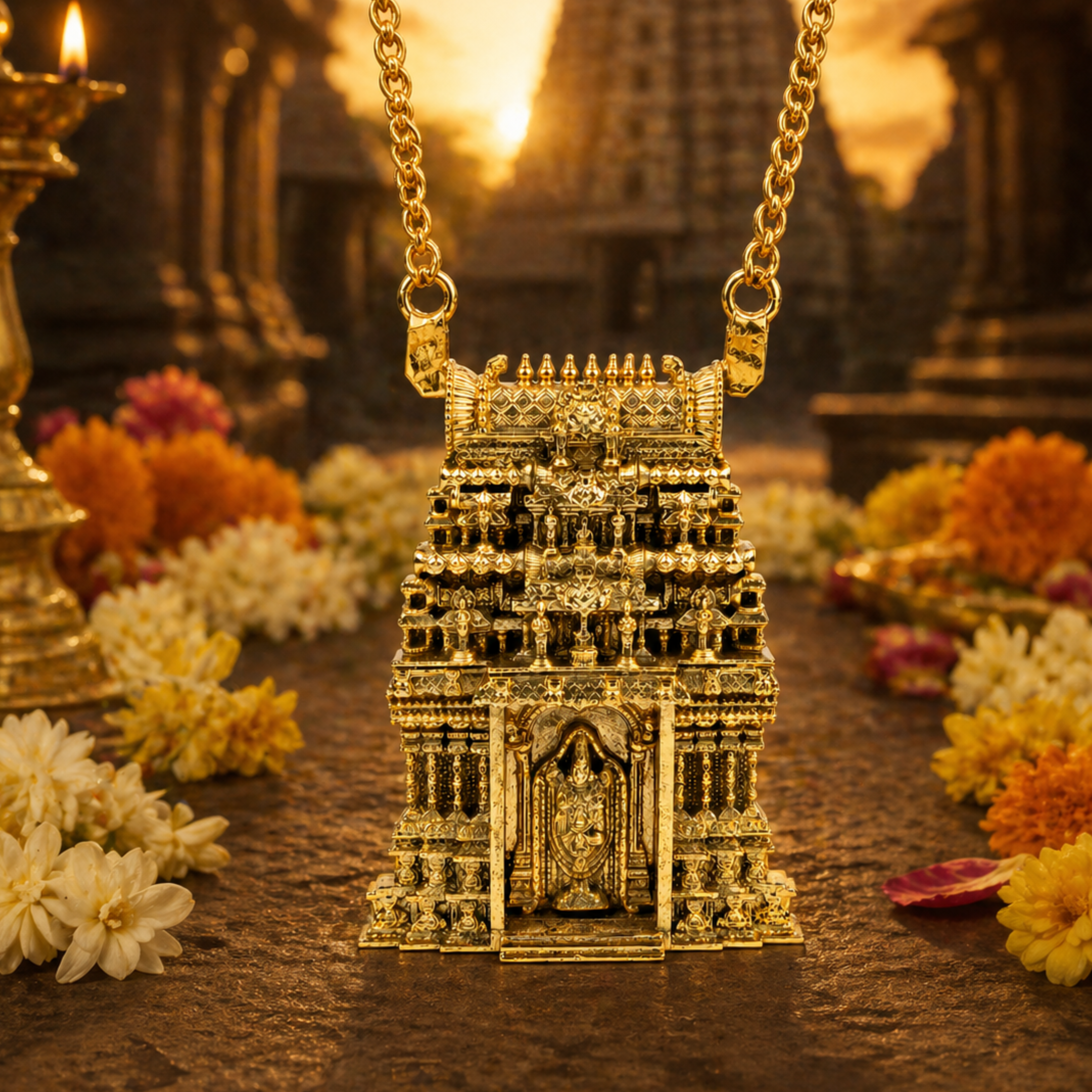 Tirupati Balaji With Gopuram Pendant