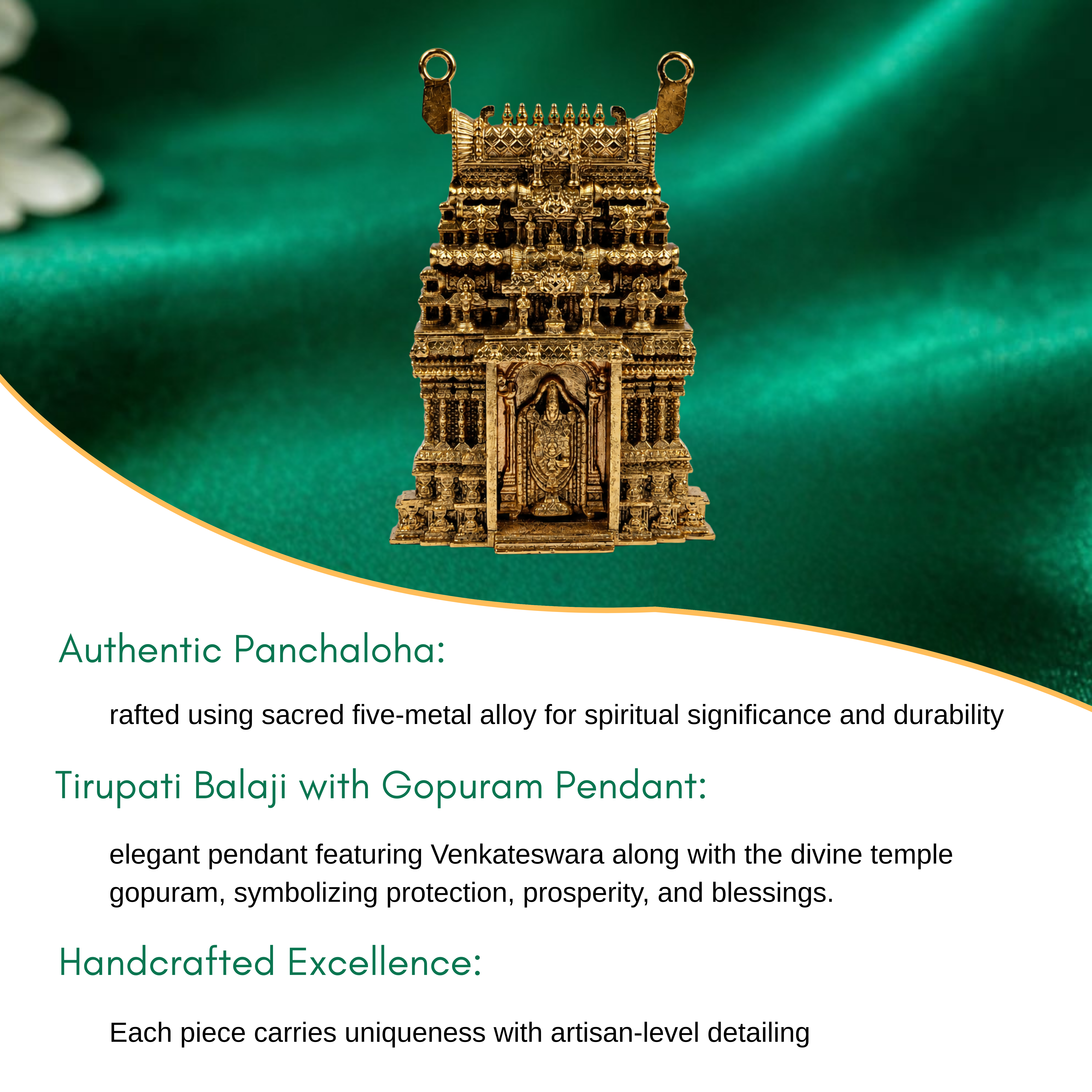 Tirupati Balaji With Gopuram Pendant