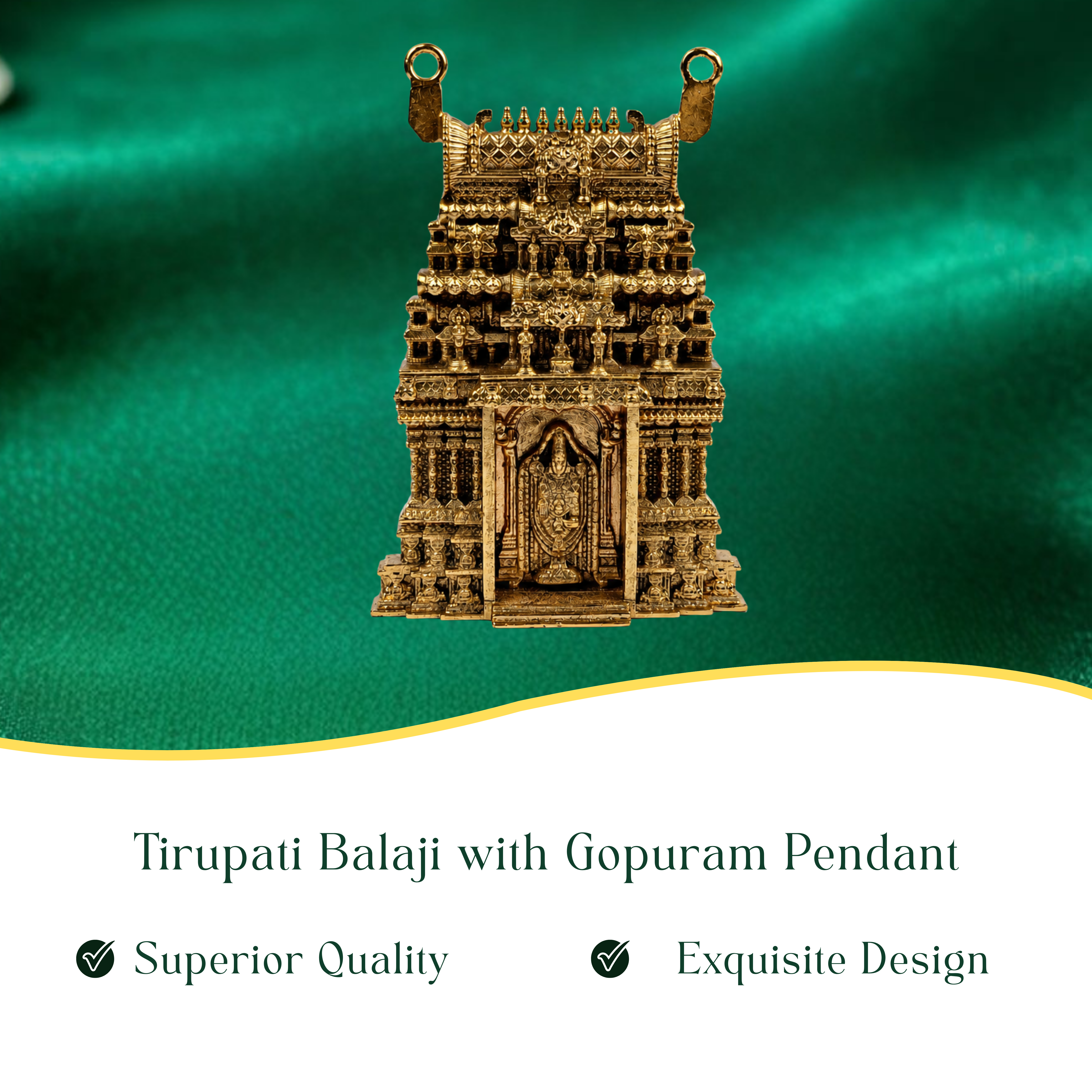 Tirupati Balaji With Gopuram Pendant